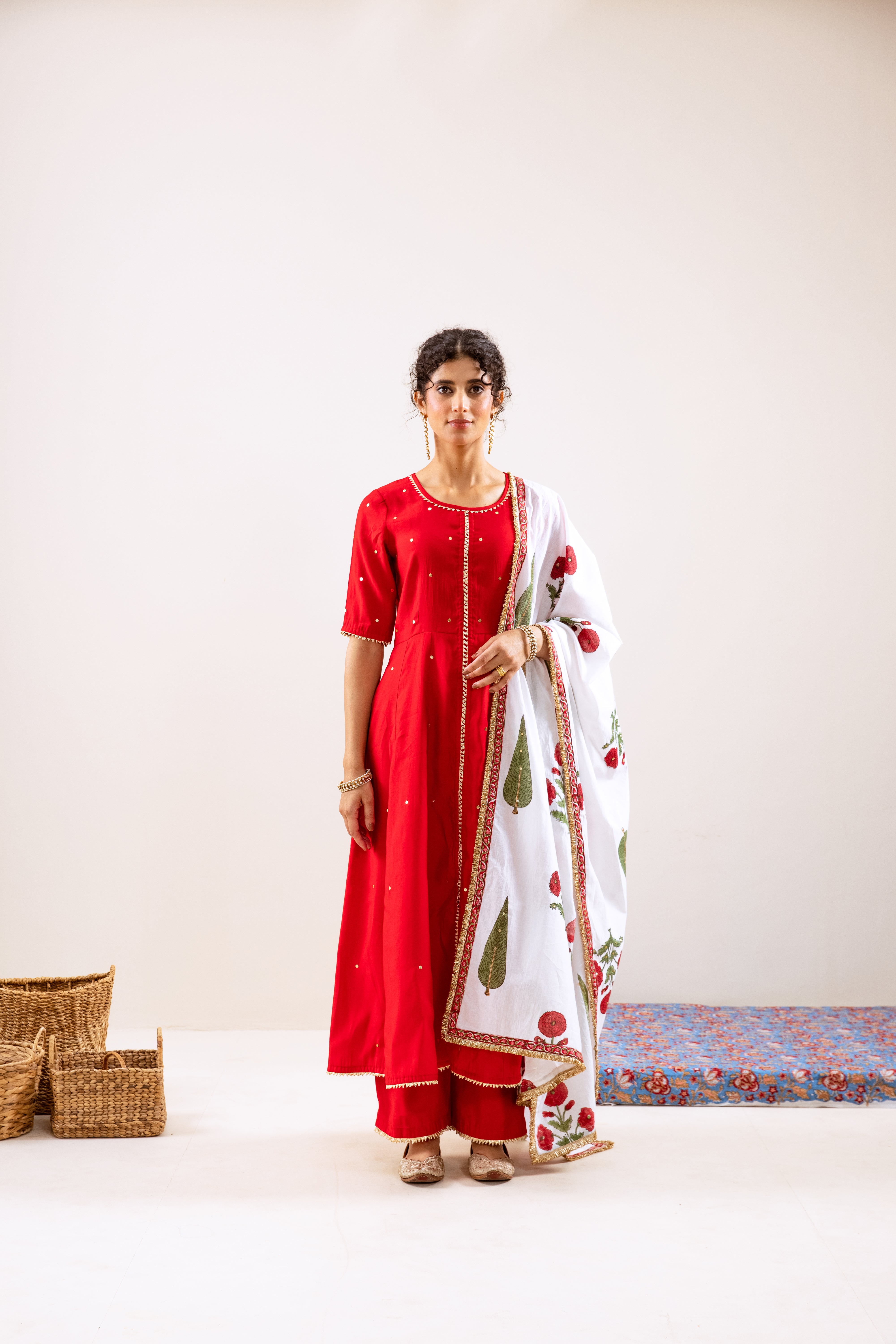 Bahara Red Sitara Anarkali Set