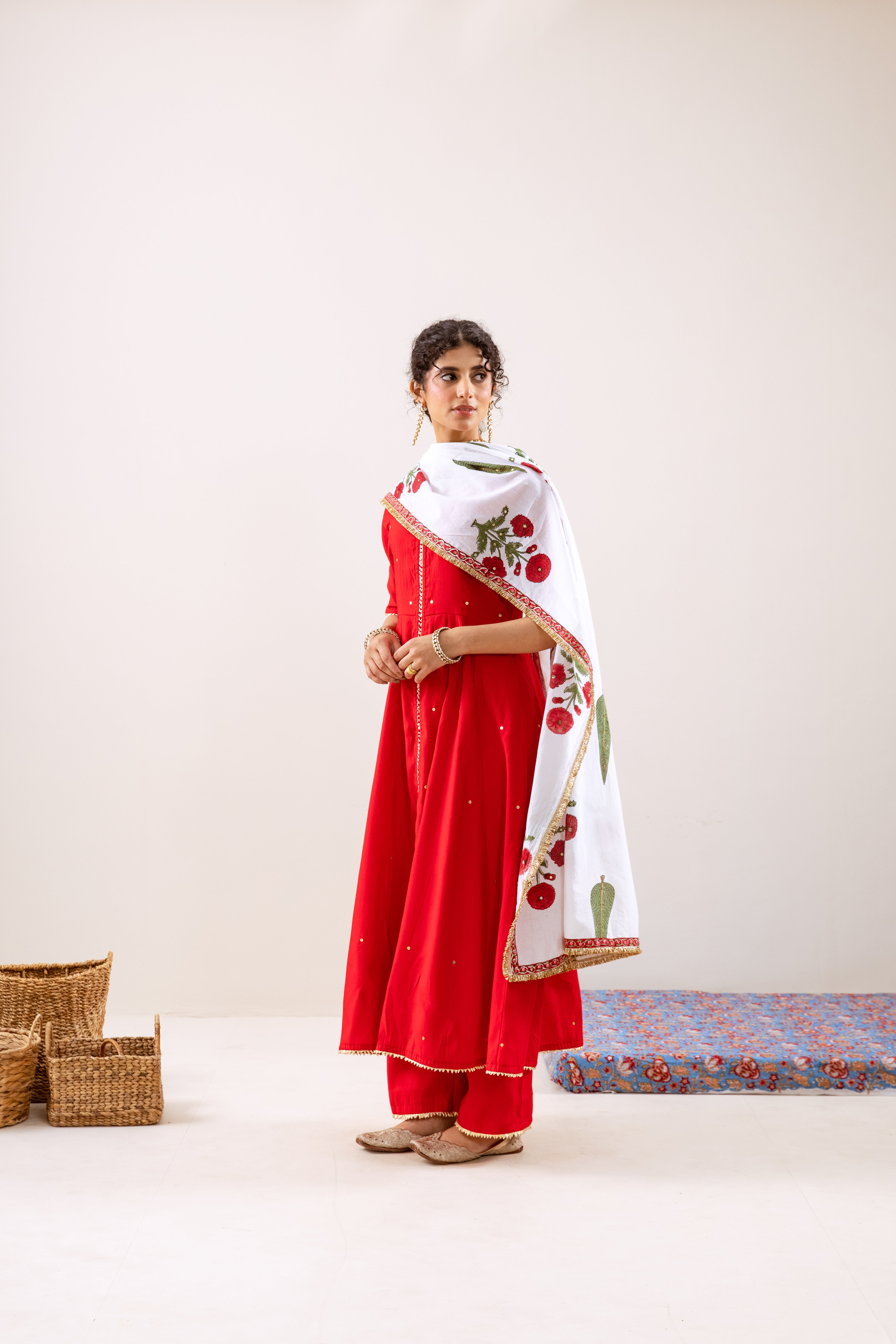 Bahara Red Sitara Anarkali Set