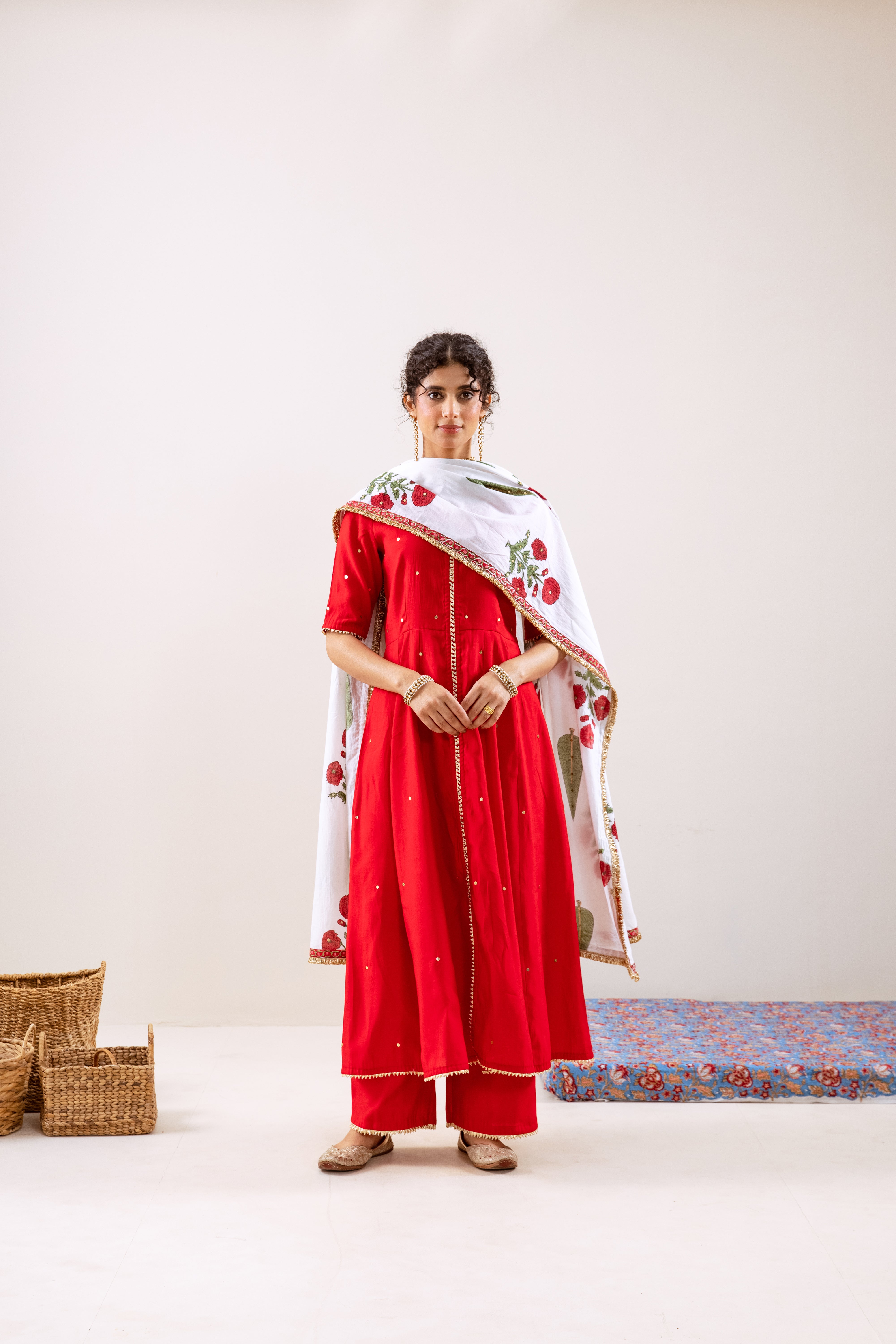 Bahara Red Sitara Anarkali Set