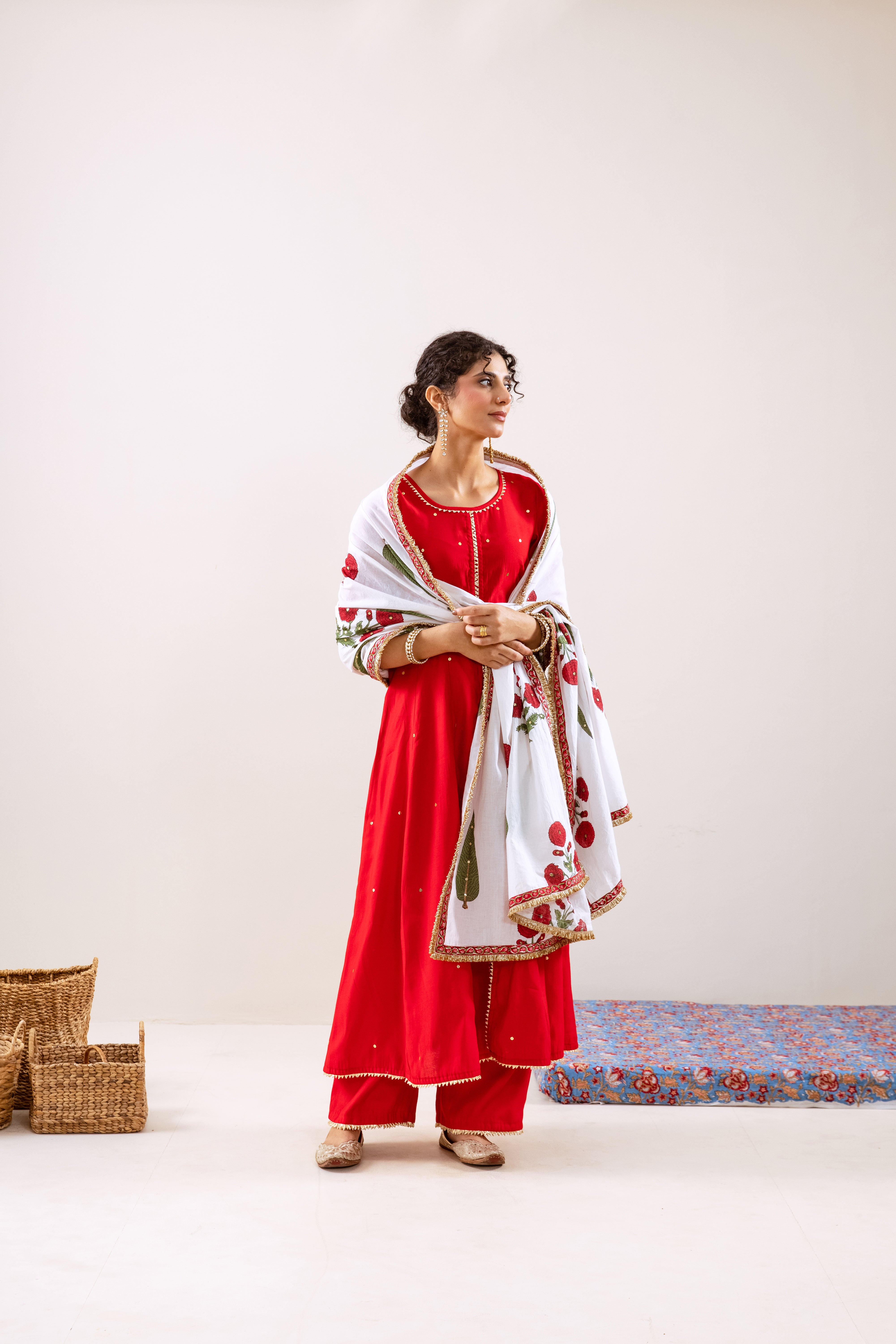 Bahara Red Sitara Anarkali Set