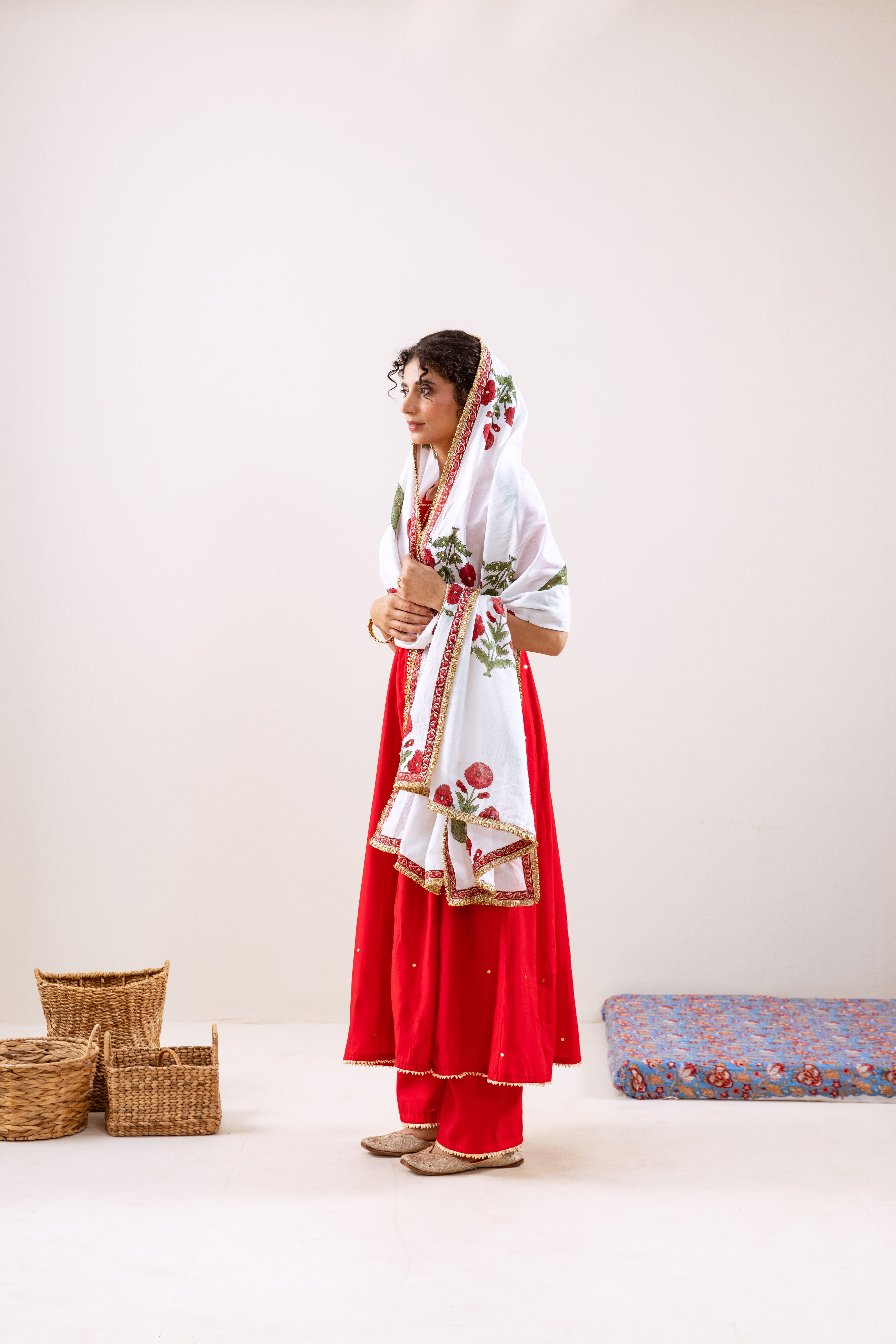 Bahara Red Sitara Anarkali Set