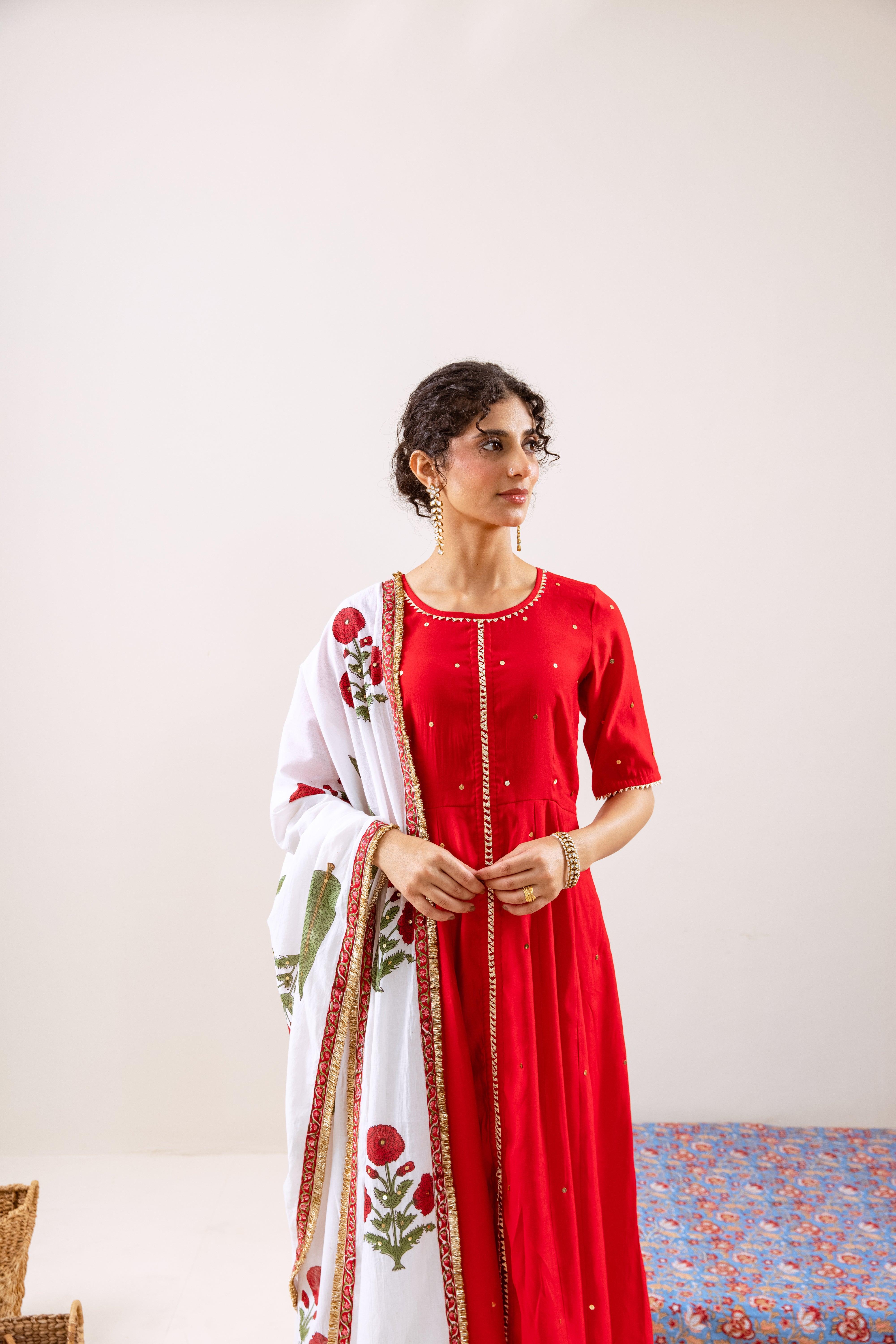 Bahara Red Sitara Anarkali Set