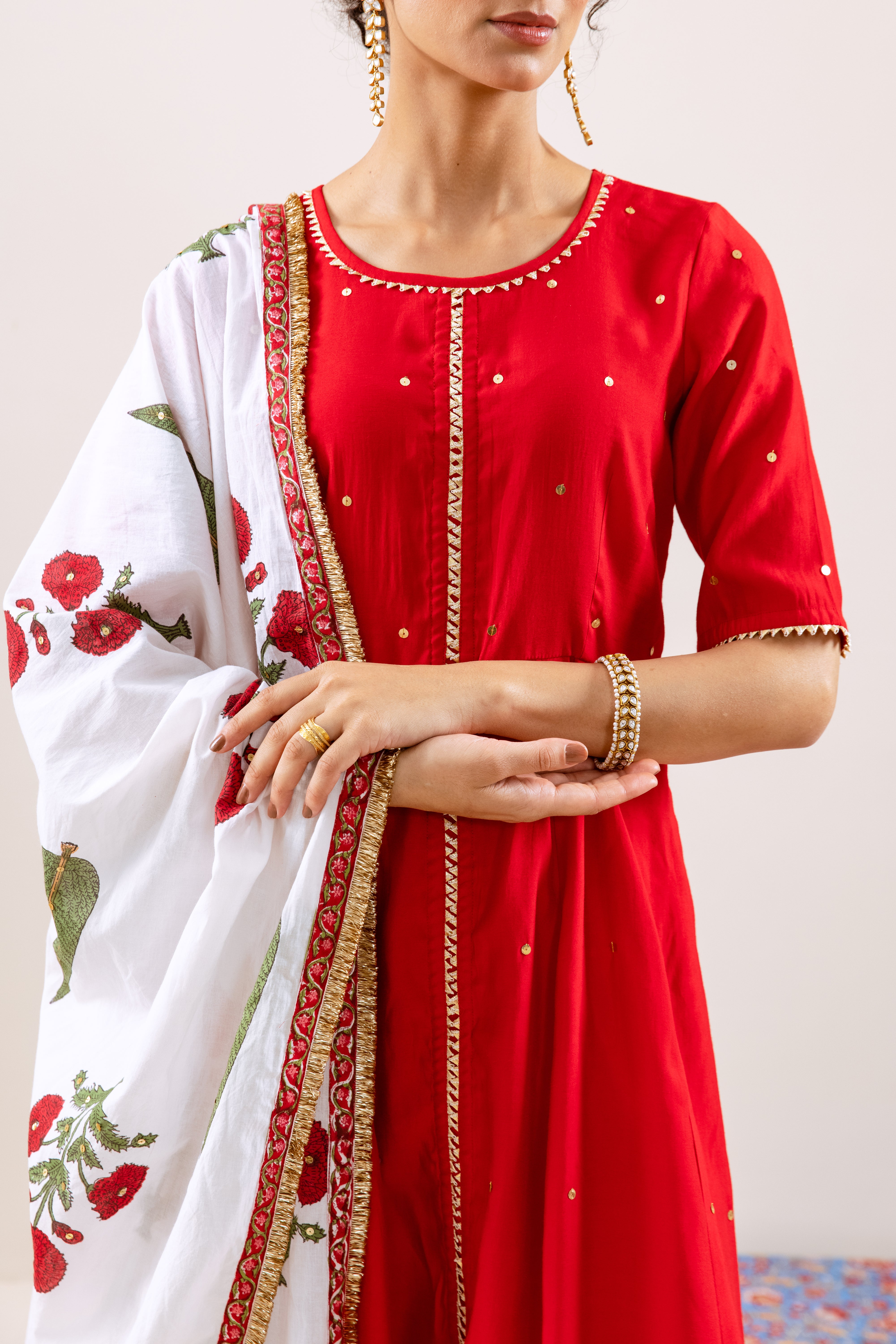 Bahara Red Sitara Anarkali Set