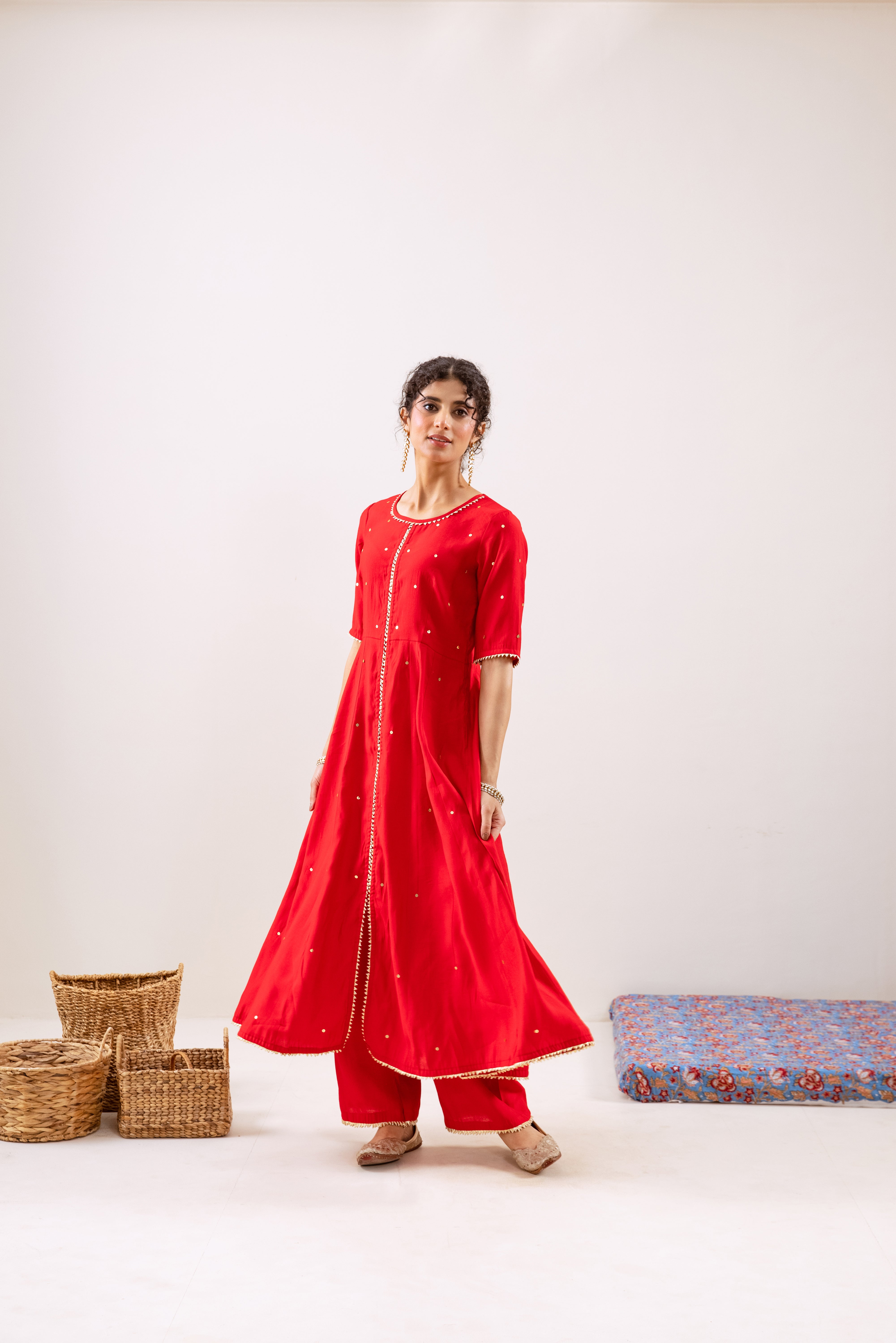 Bahara Red Sitara Anarkali Set