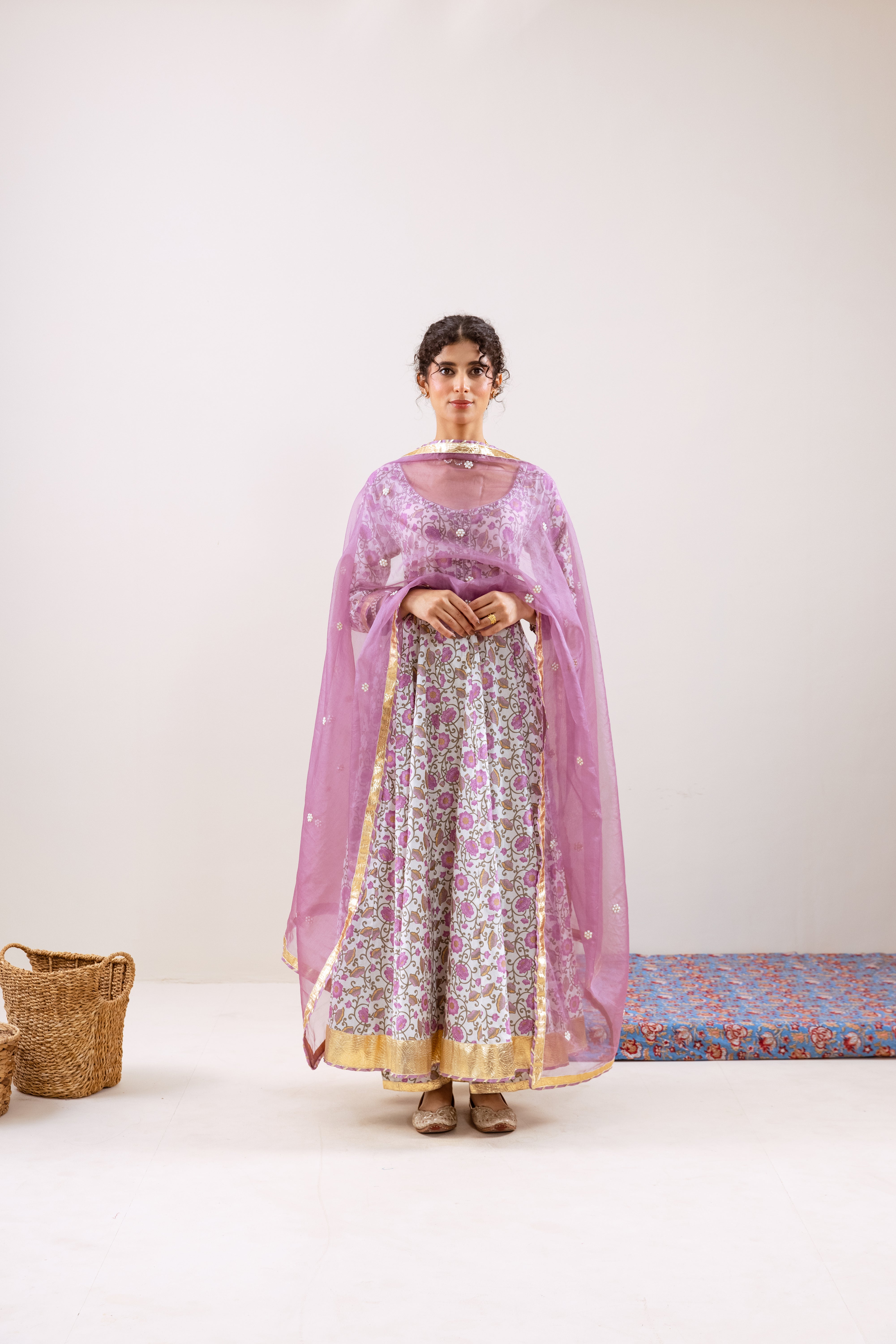 Bahara Purple Floral Anarkali Set