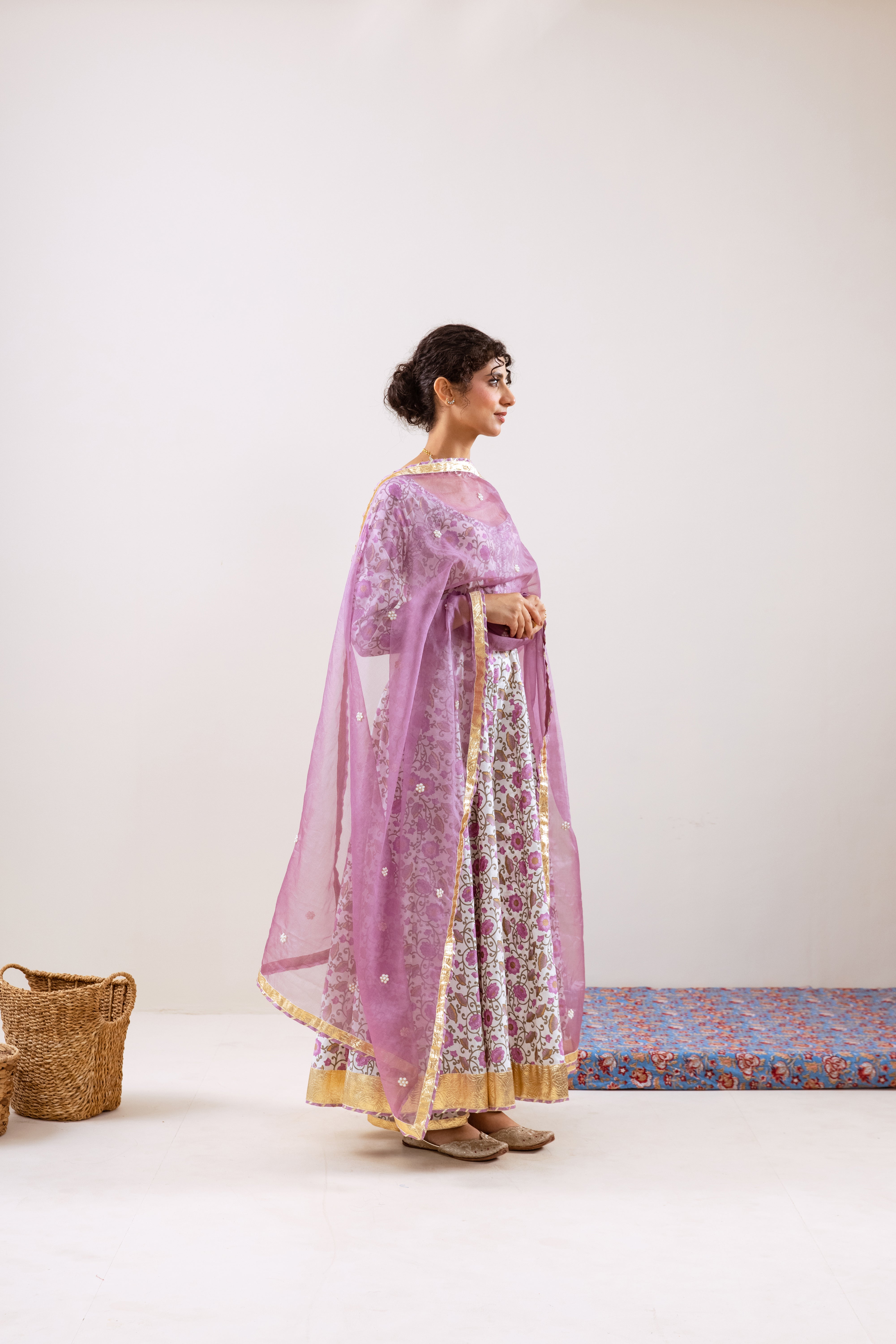 Bahara Purple Floral Anarkali Set