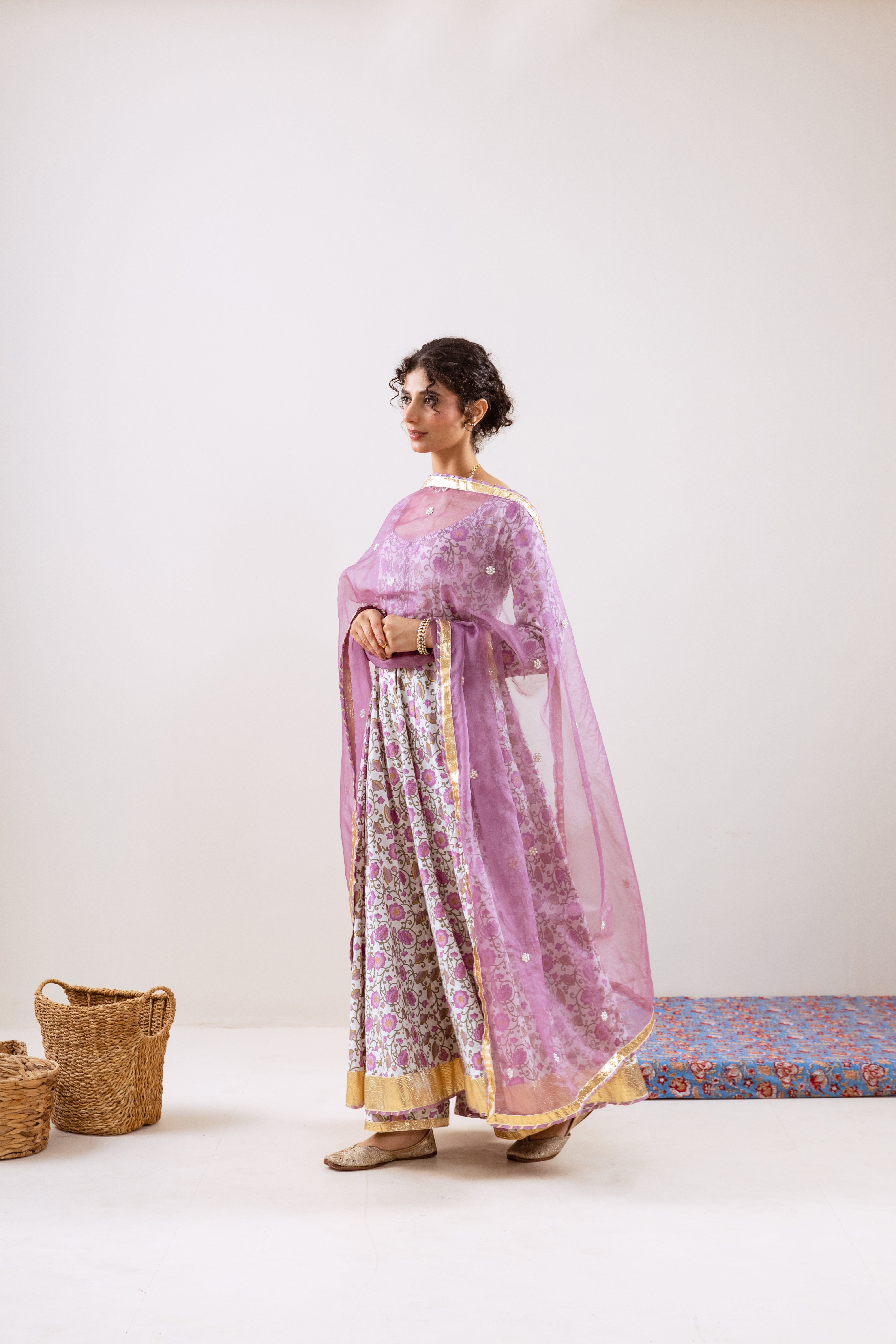 Bahara Purple Floral Anarkali Set