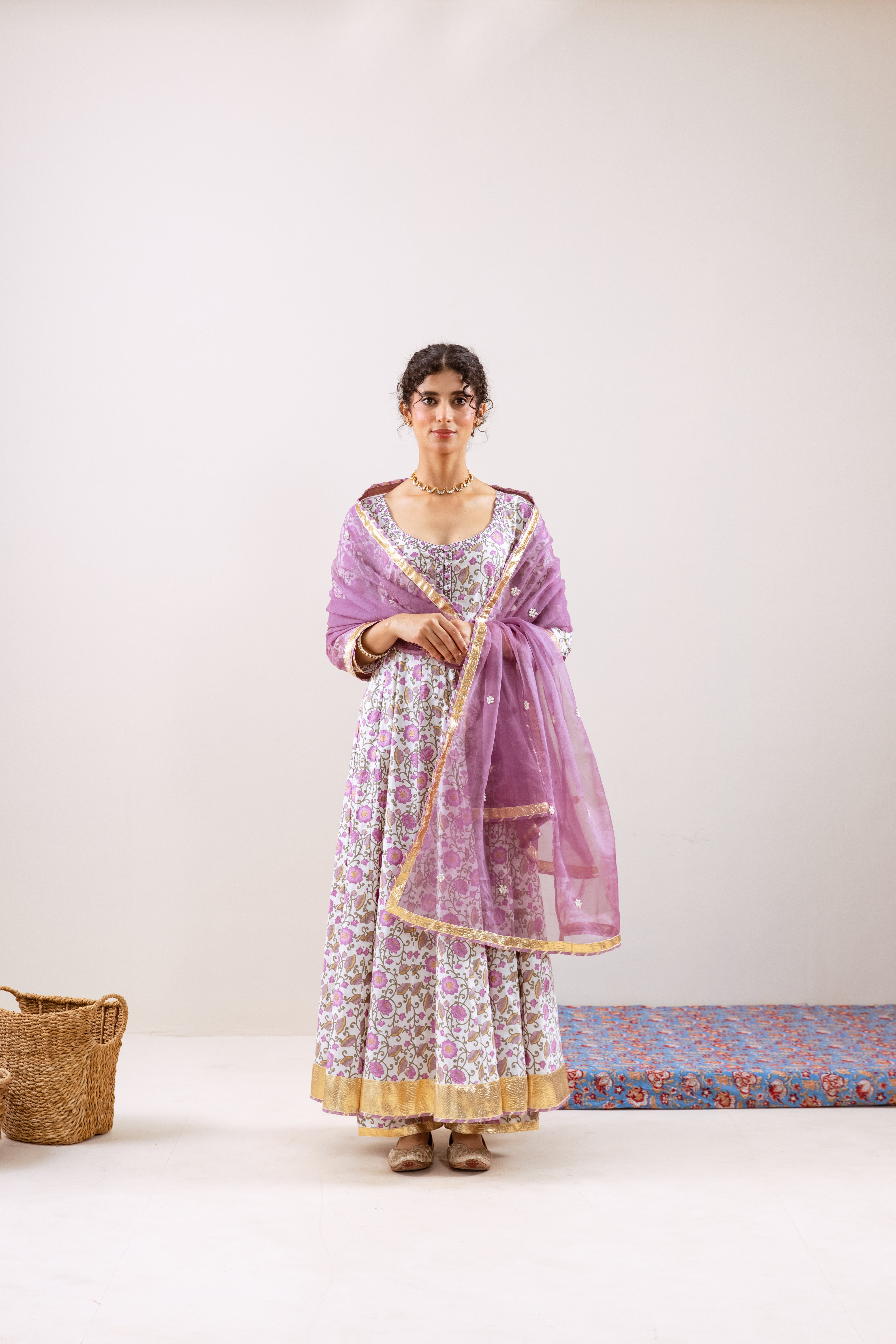 Bahara Purple Floral Anarkali Set