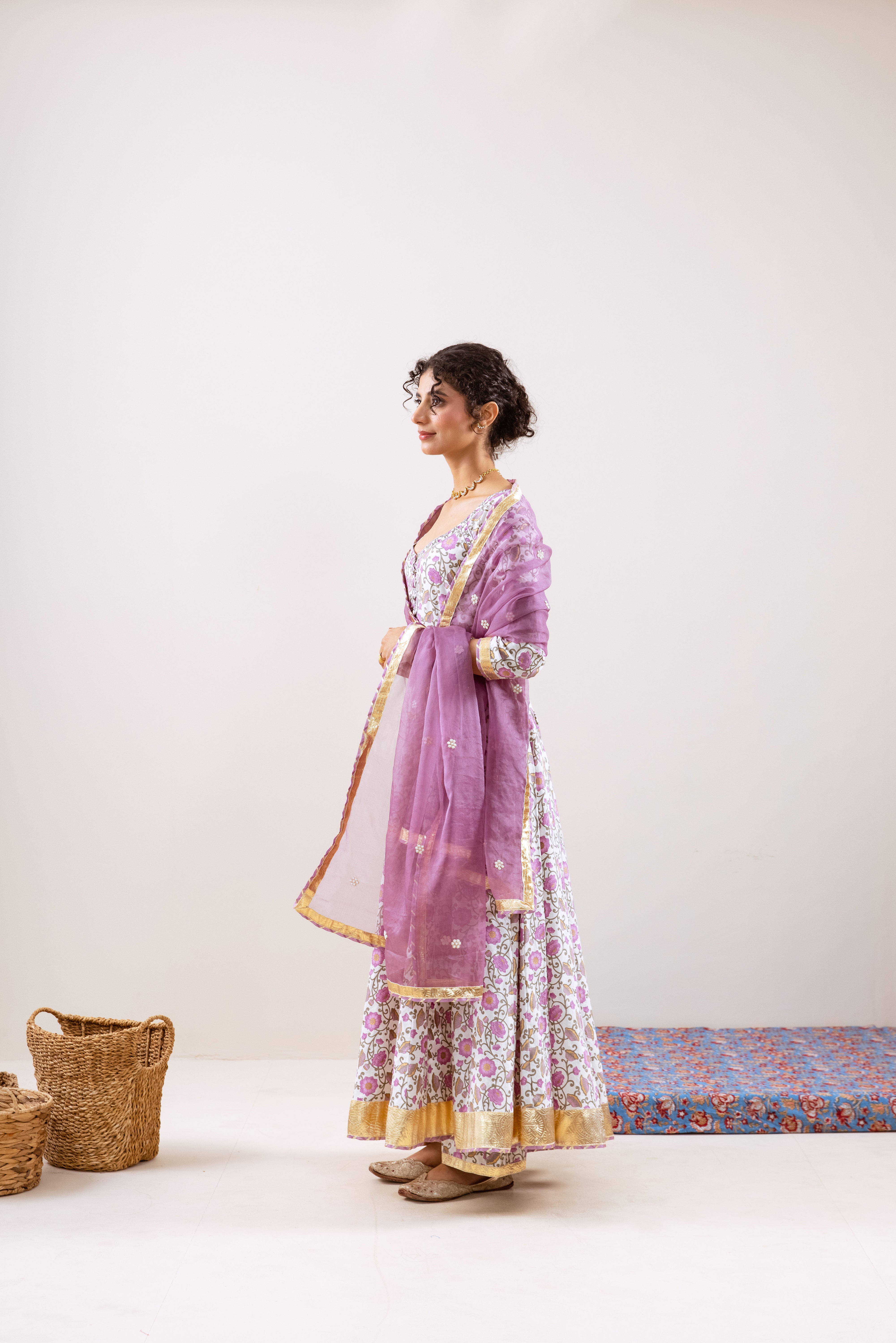 Bahara Purple Floral Anarkali Set