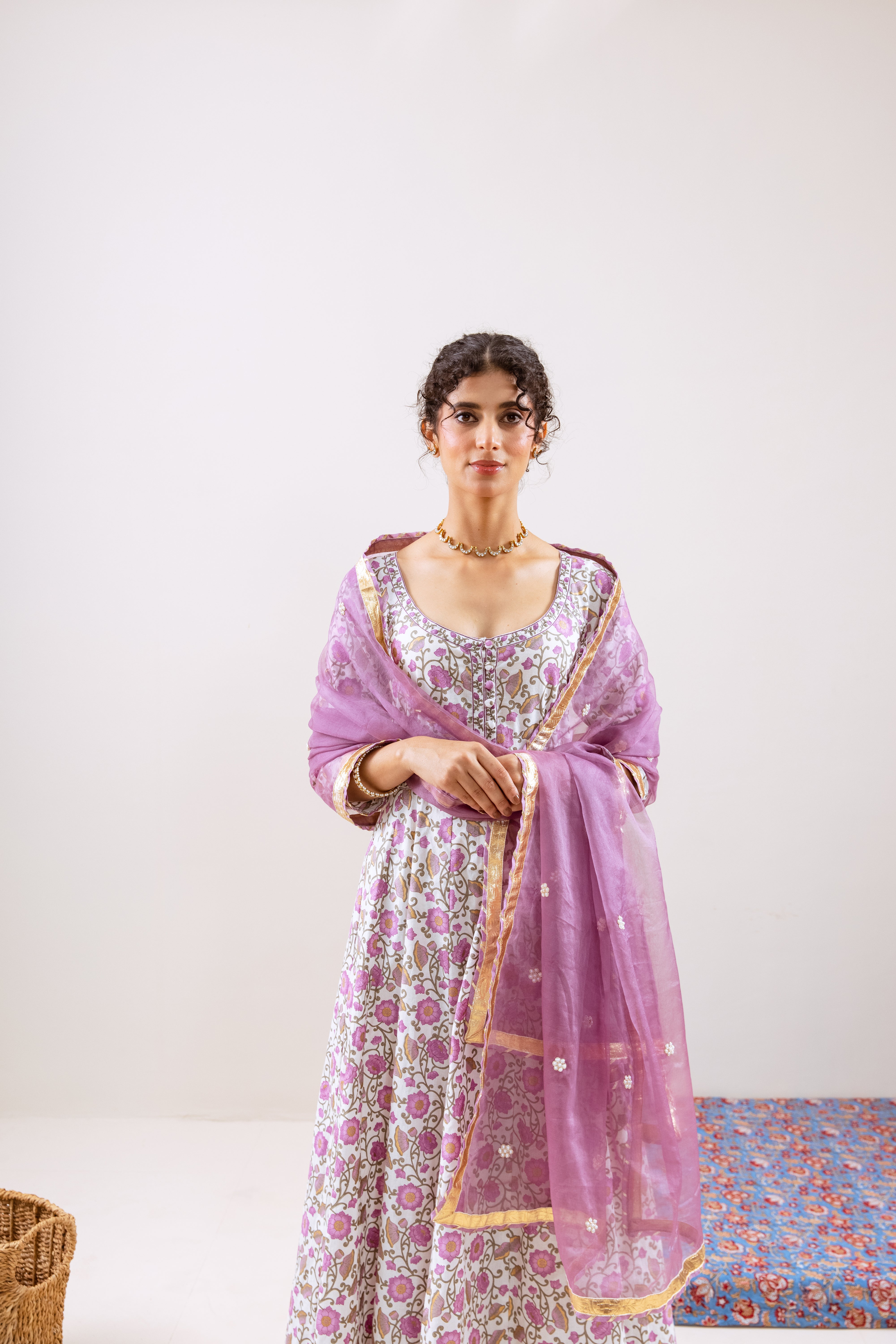 Bahara Purple Floral Anarkali Set