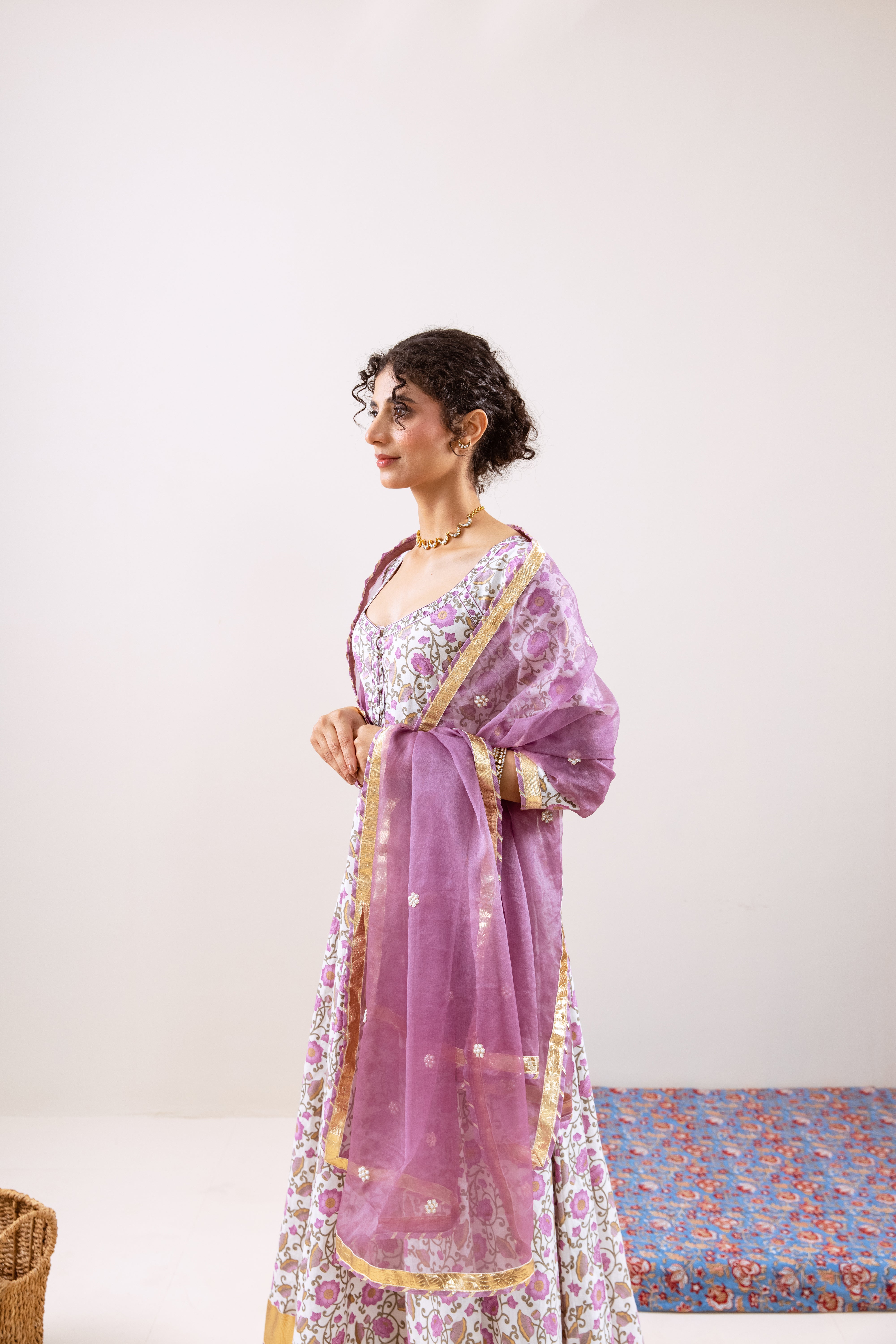 Bahara Purple Floral Anarkali Set