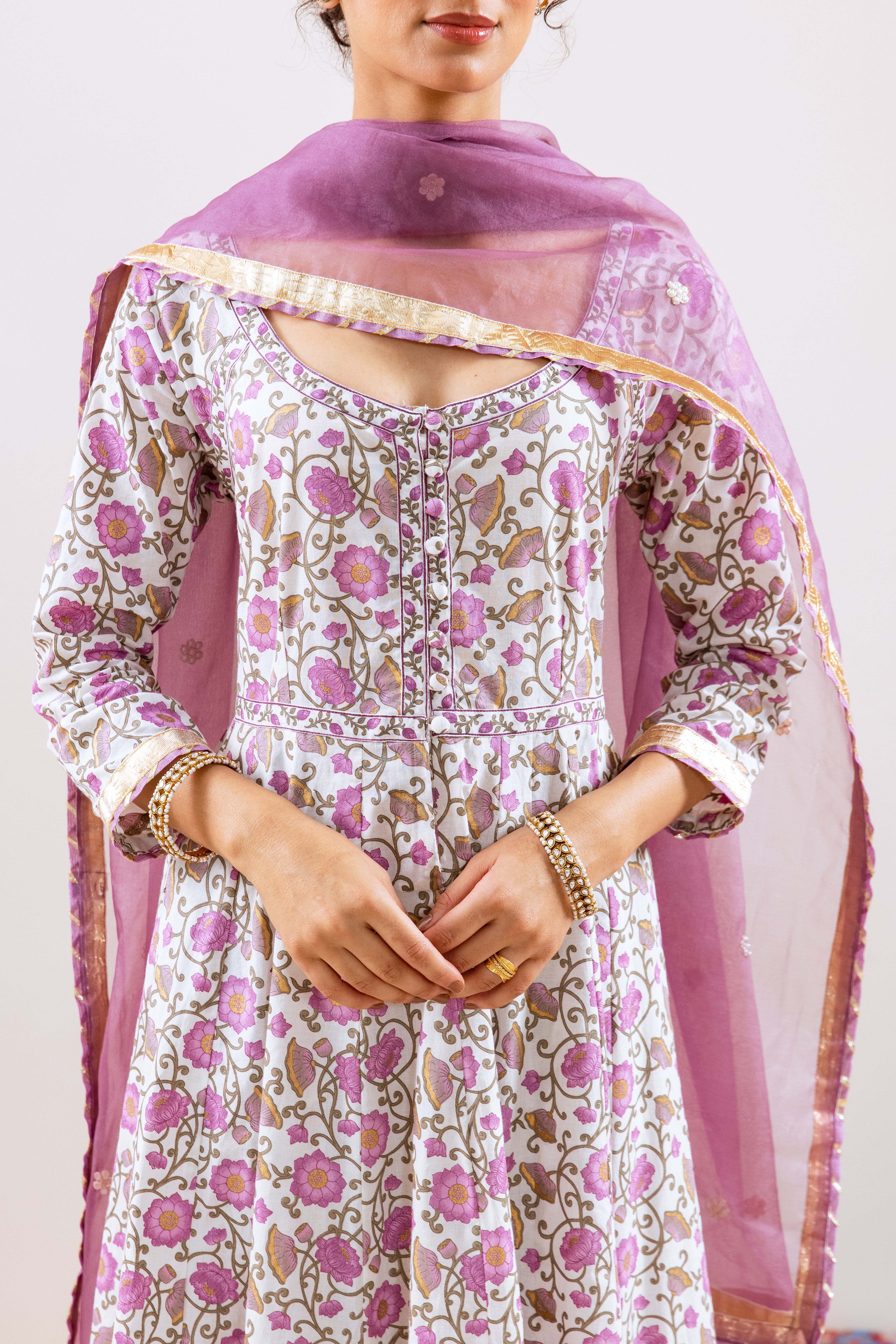 Bahara Purple Floral Anarkali Set