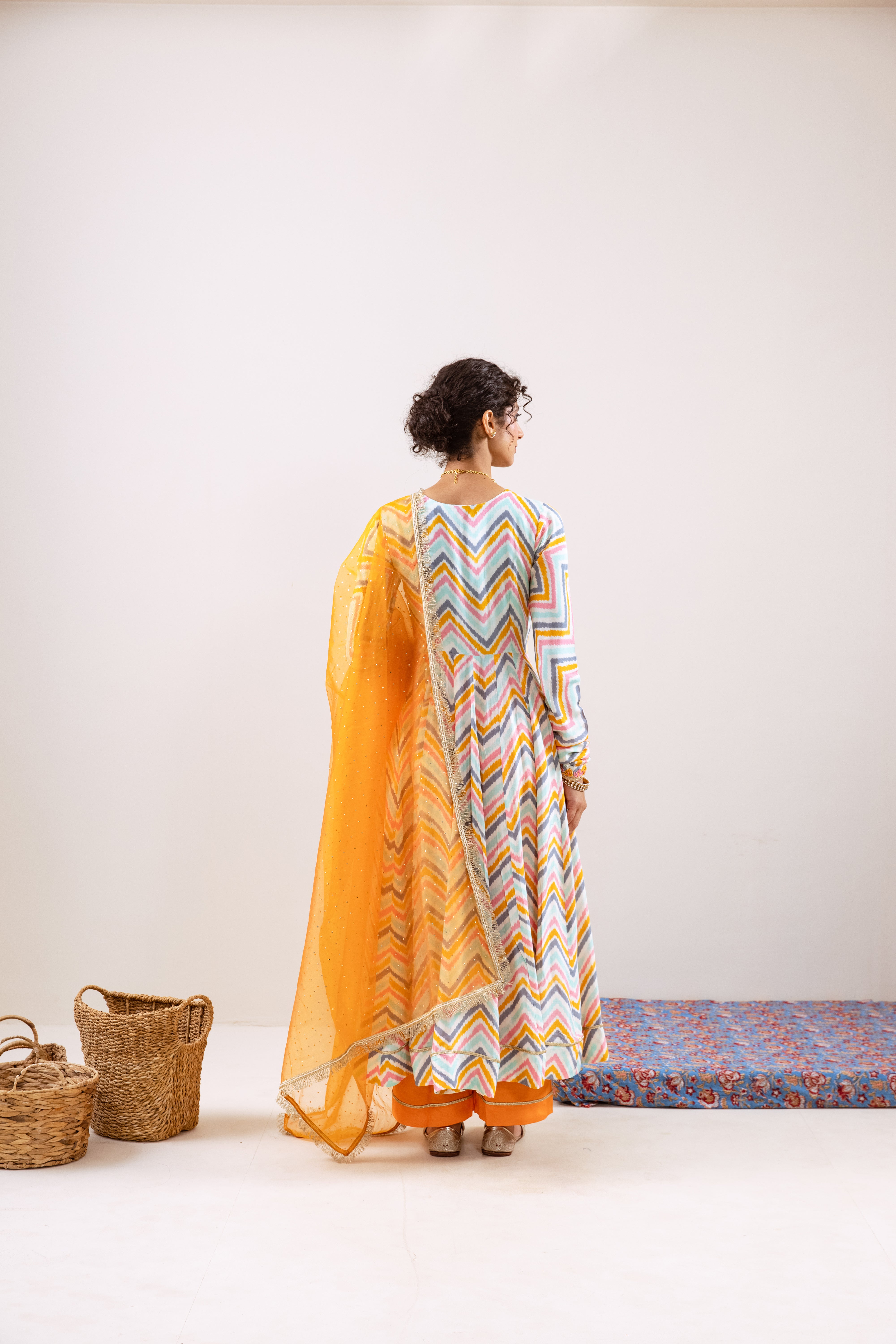 Bahara Turquoise Lehria Anarkali set