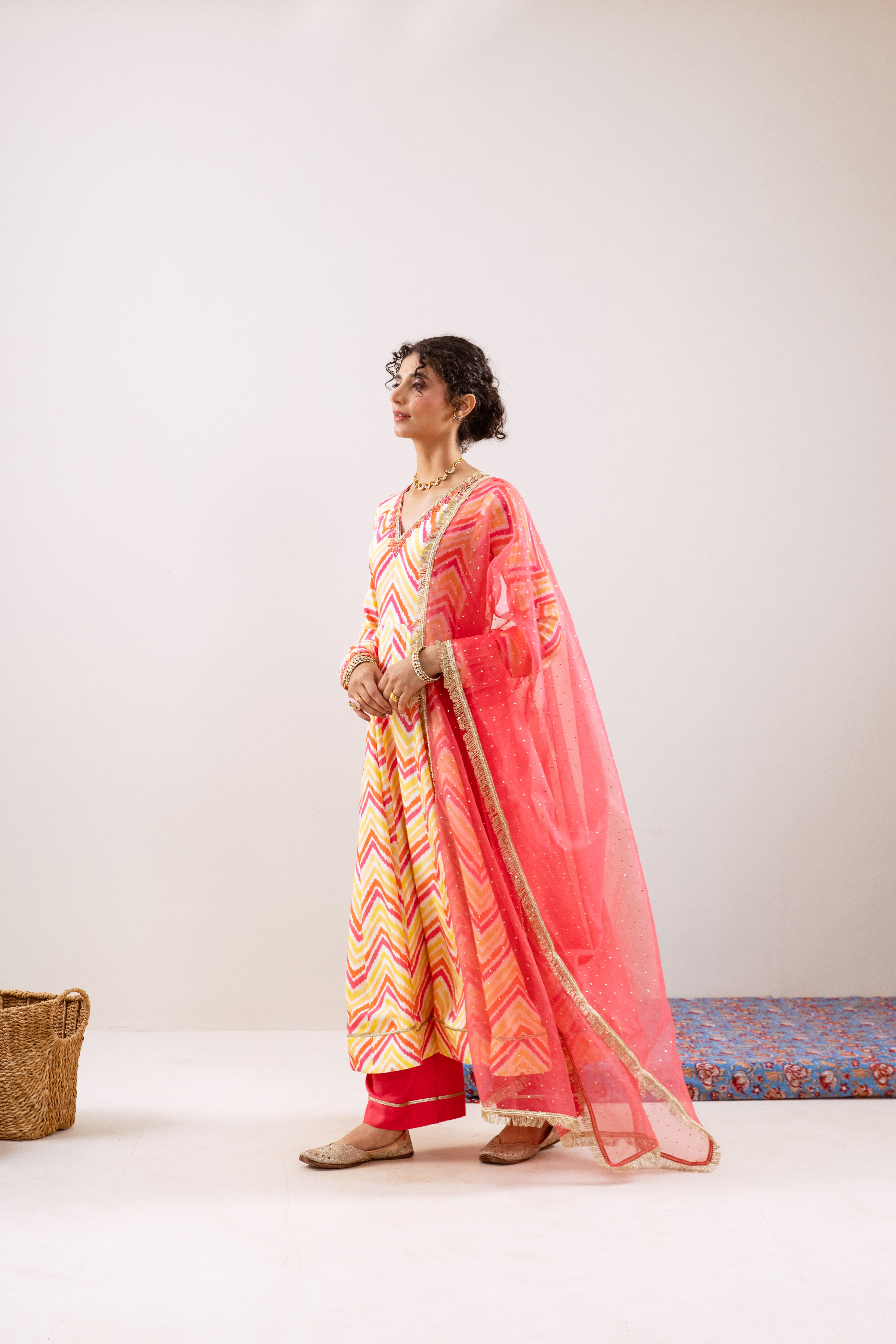 Bahara Pink Lehria Anarkali set