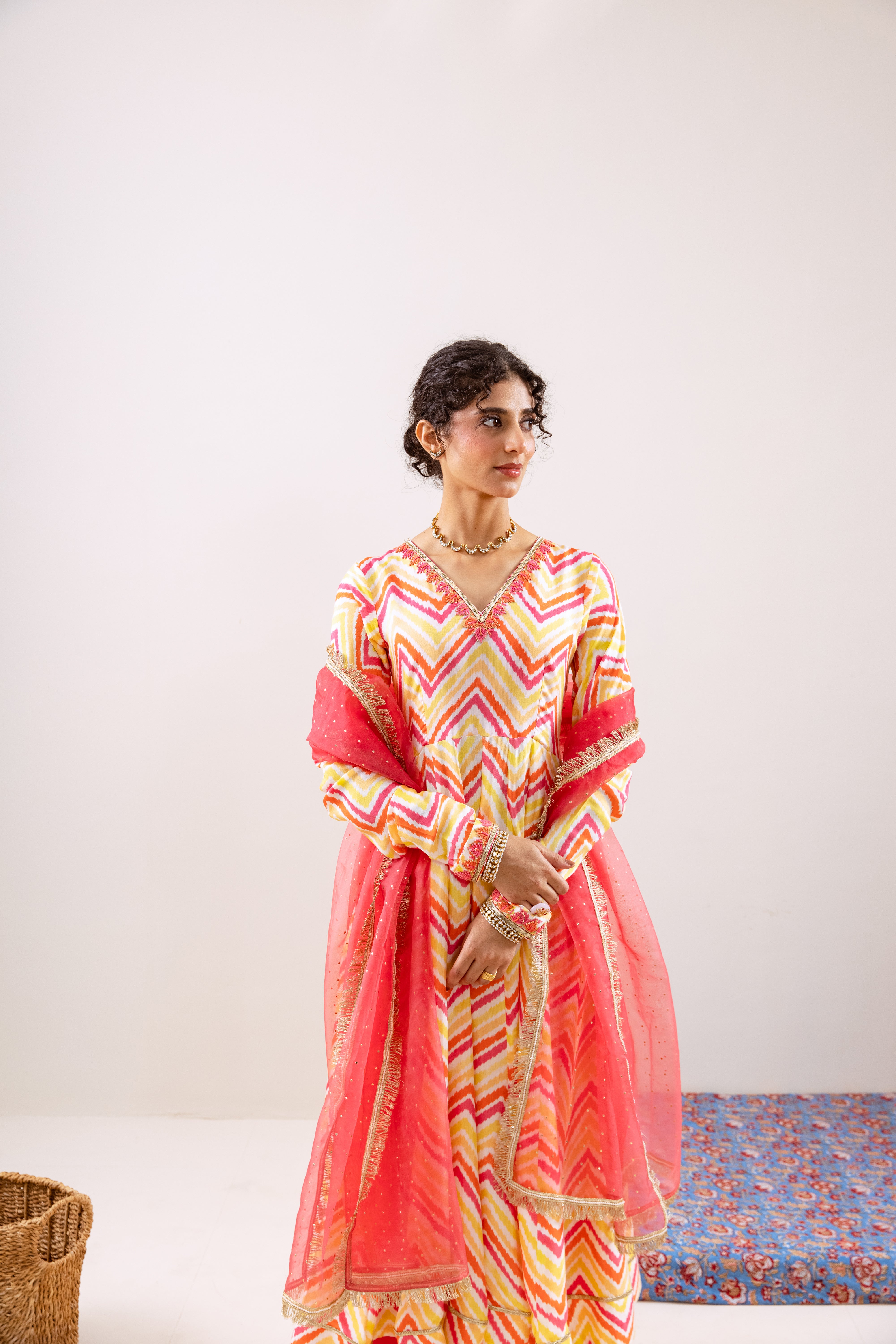 Bahara Pink Lehria Anarkali set