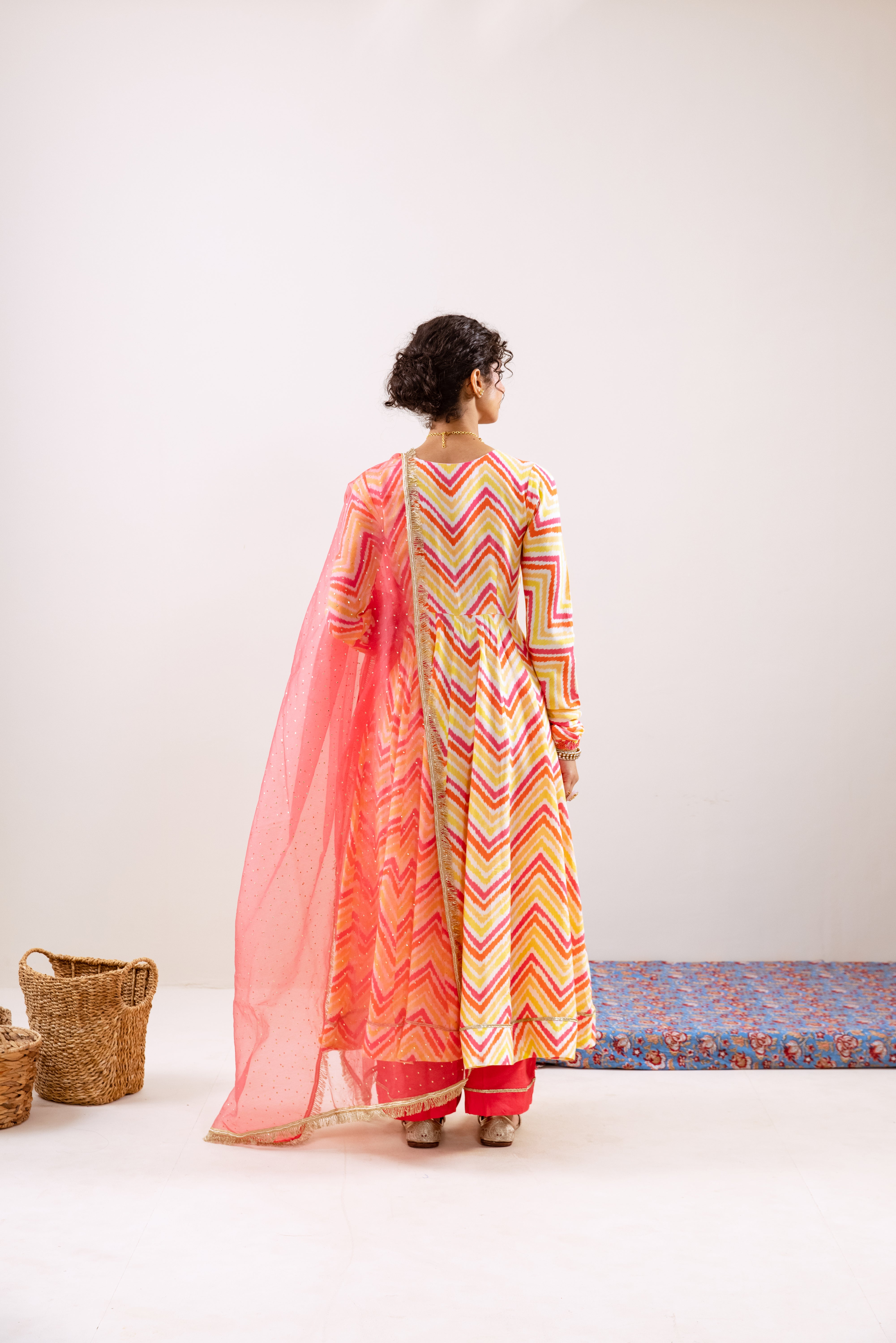 Bahara Pink Lehria Anarkali set