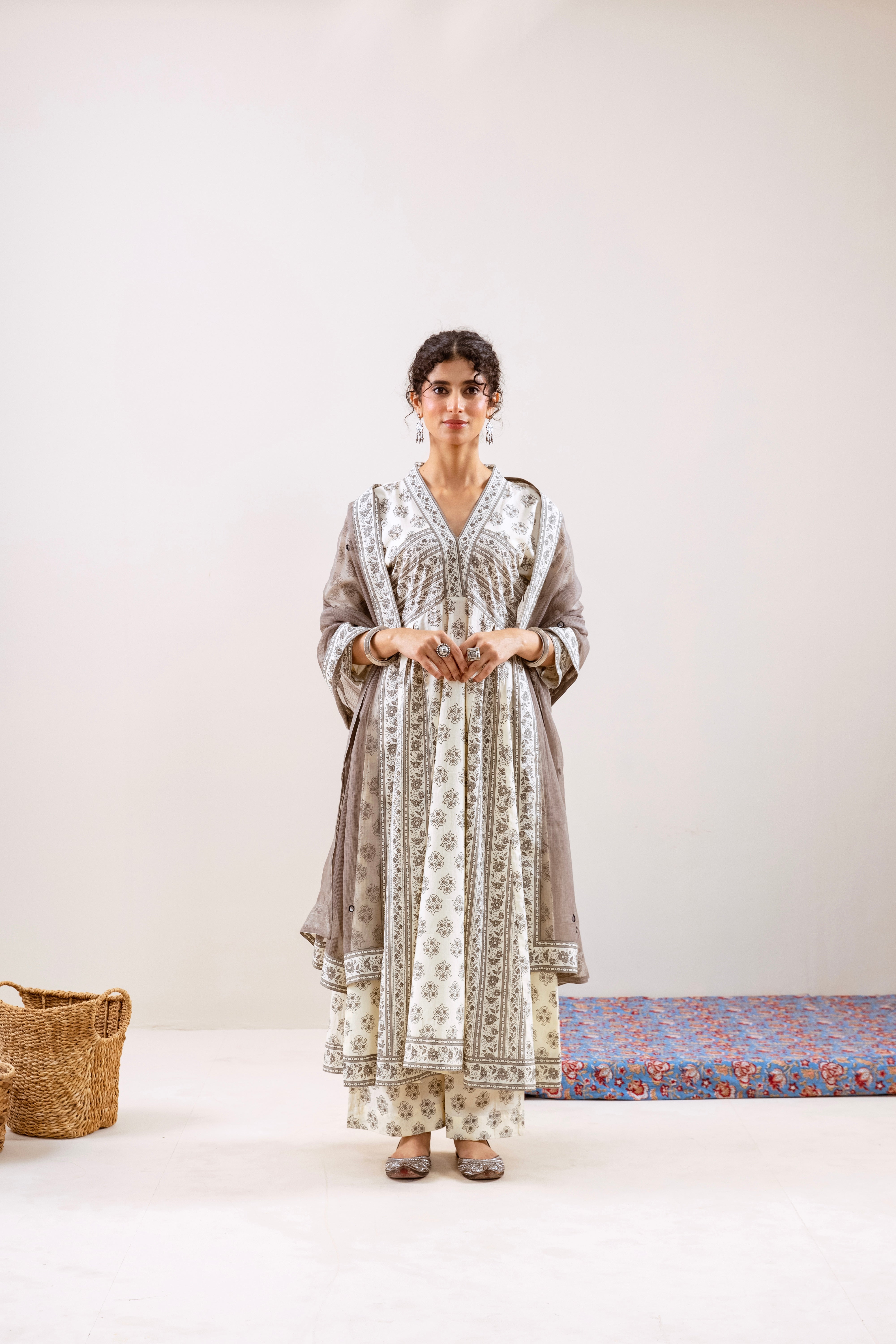 Bahara Grey Floral Anarkali set