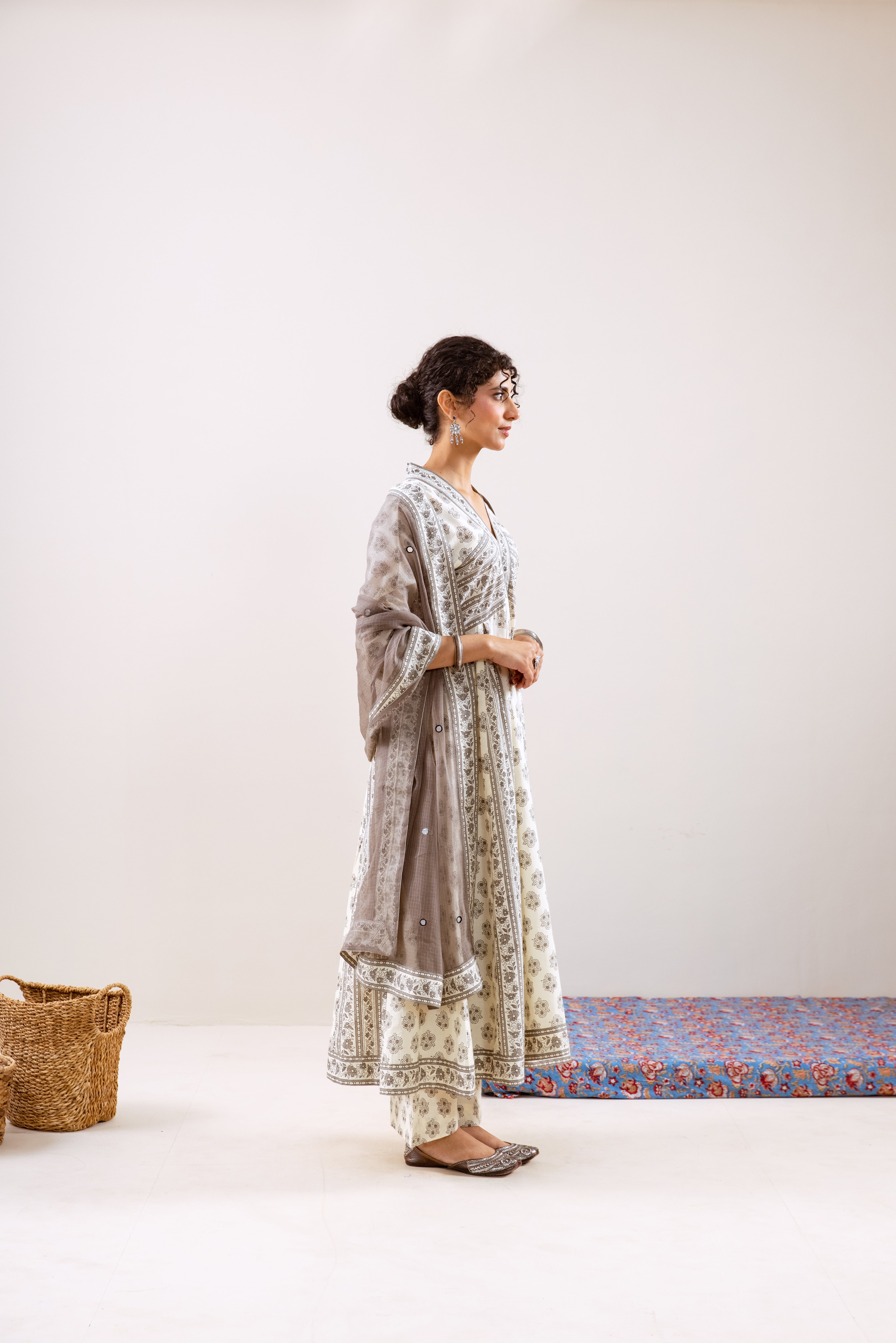 Bahara Grey Floral Anarkali set