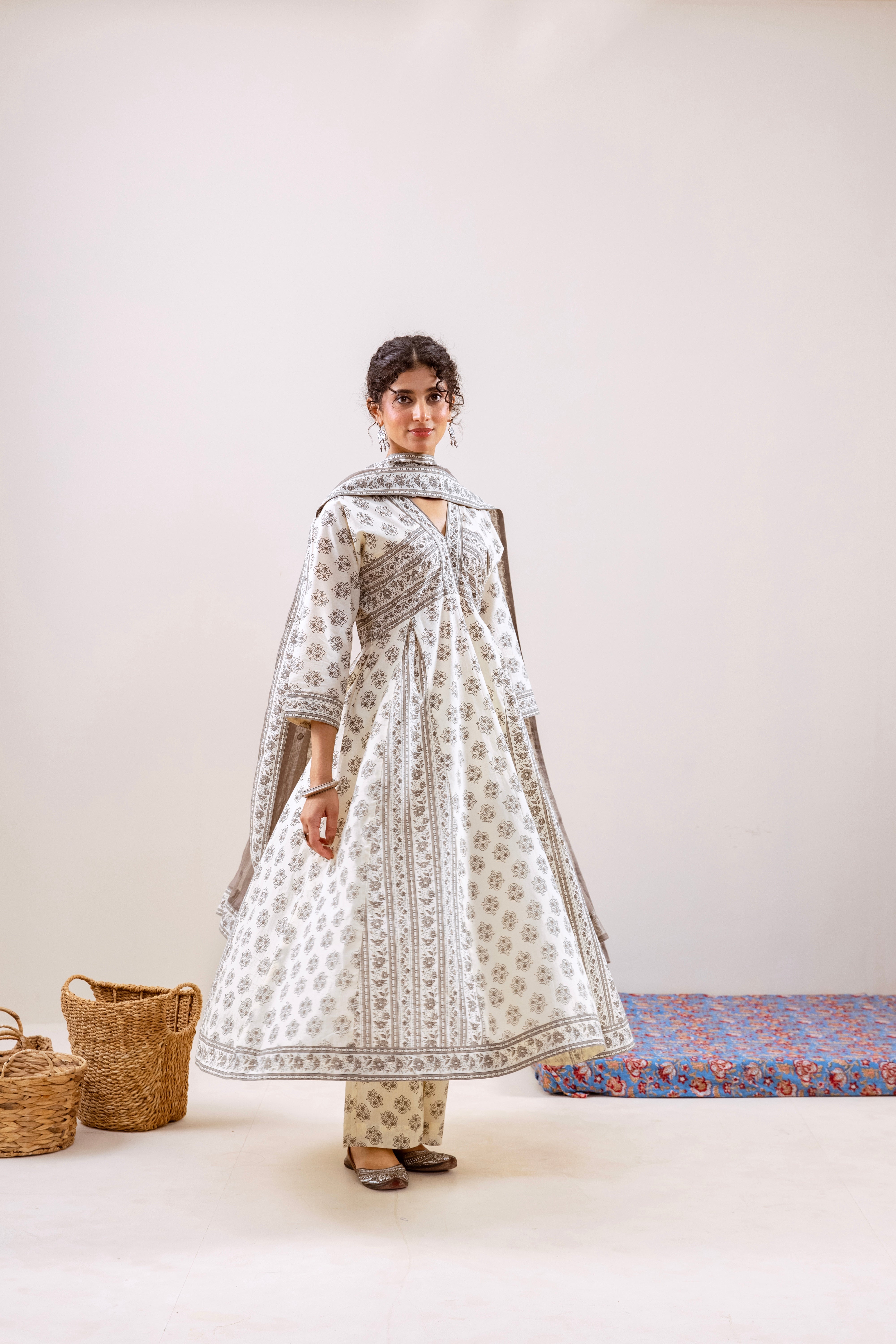 Bahara Grey Floral Anarkali set