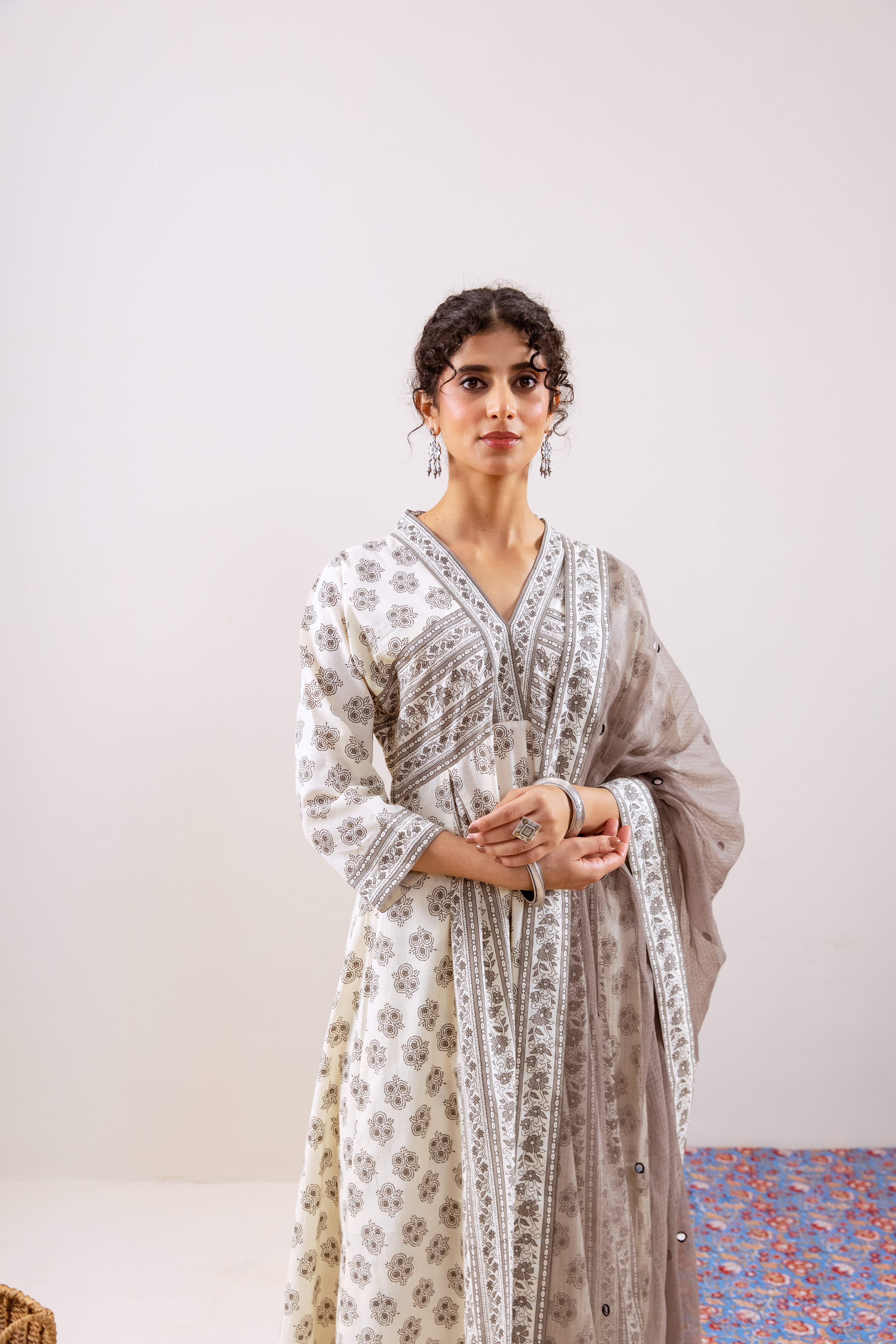 Bahara Grey Floral Anarkali set