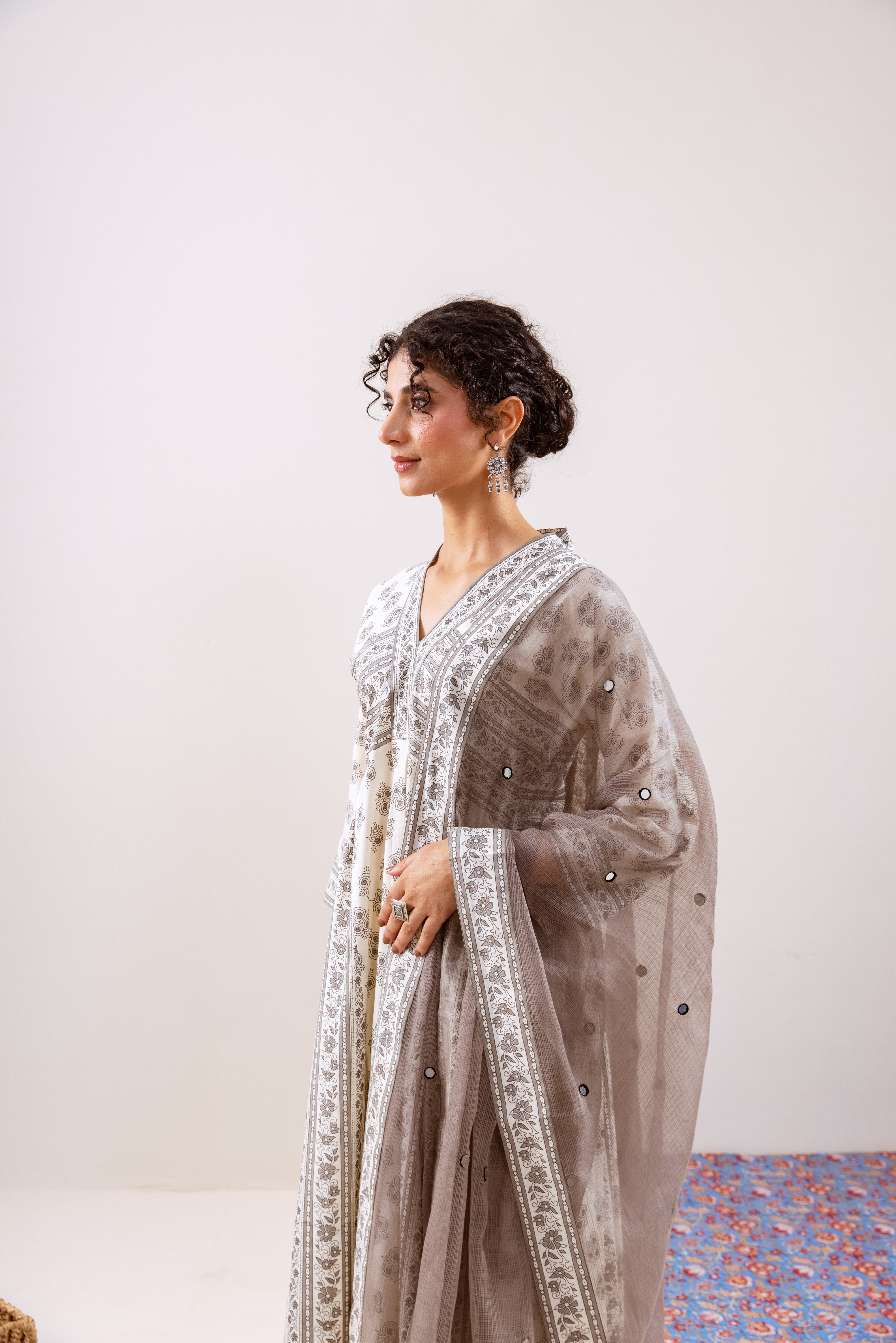 Bahara Grey Floral Anarkali set