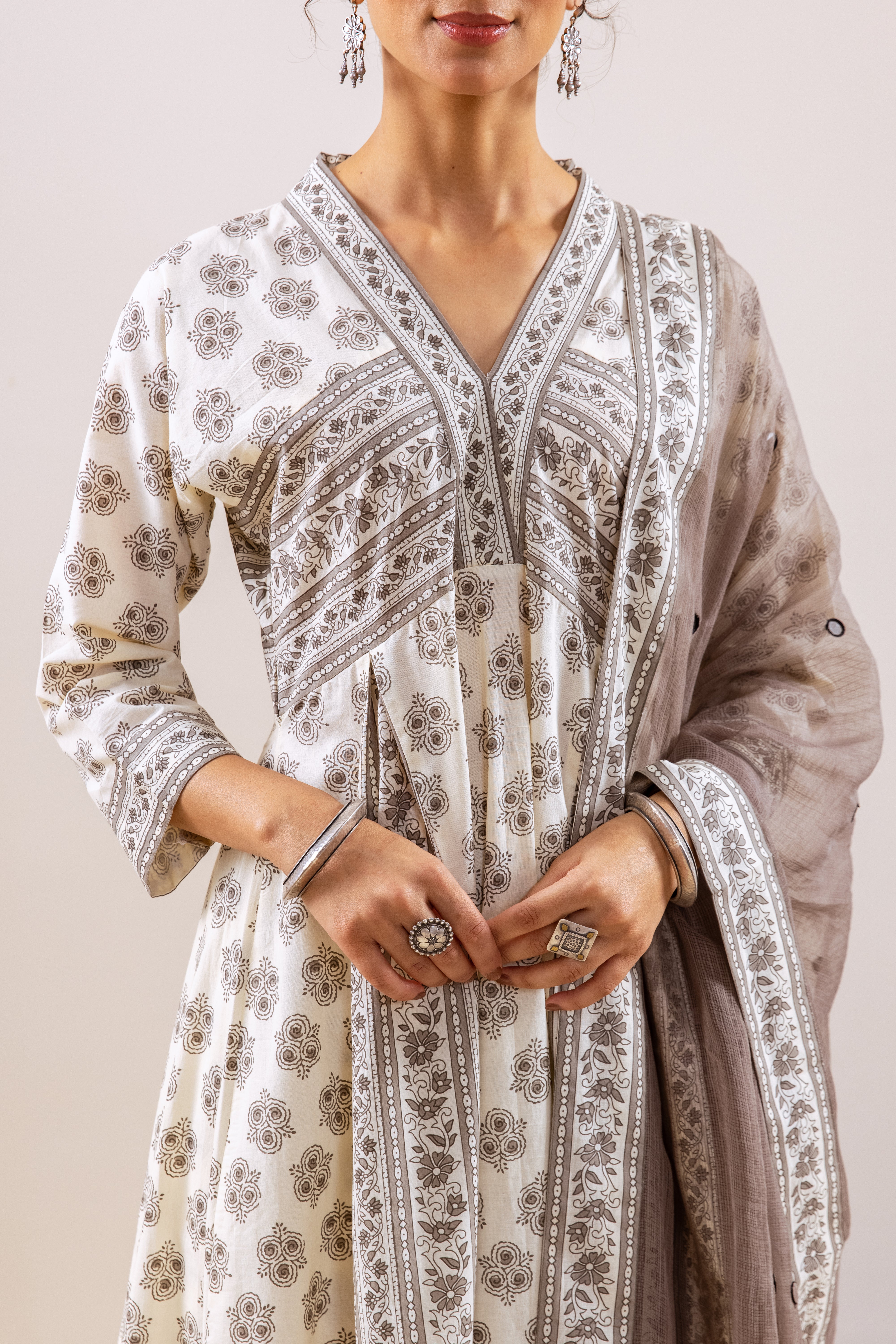 Bahara Grey Floral Anarkali set