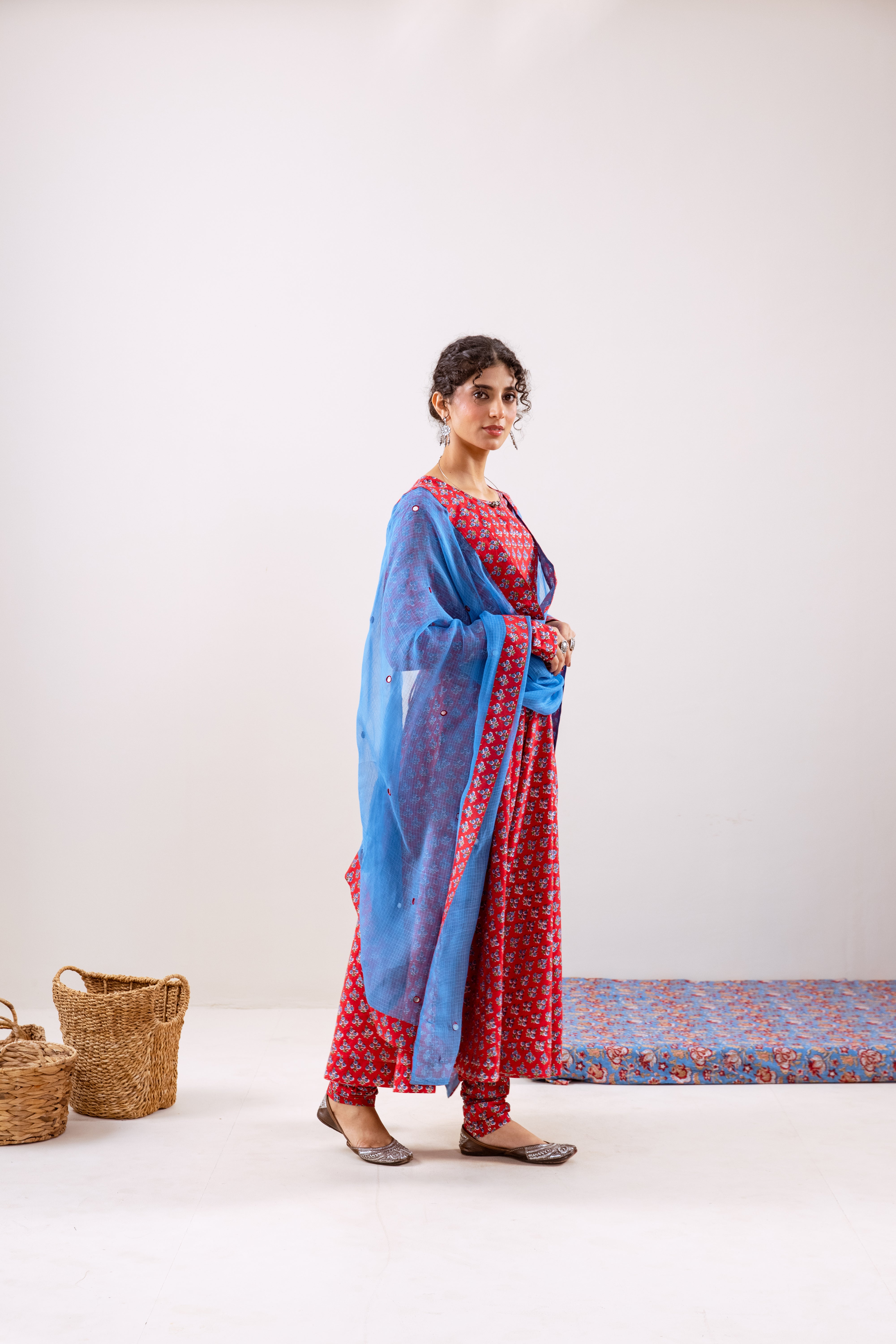 Bahara Red blue Anarkali set