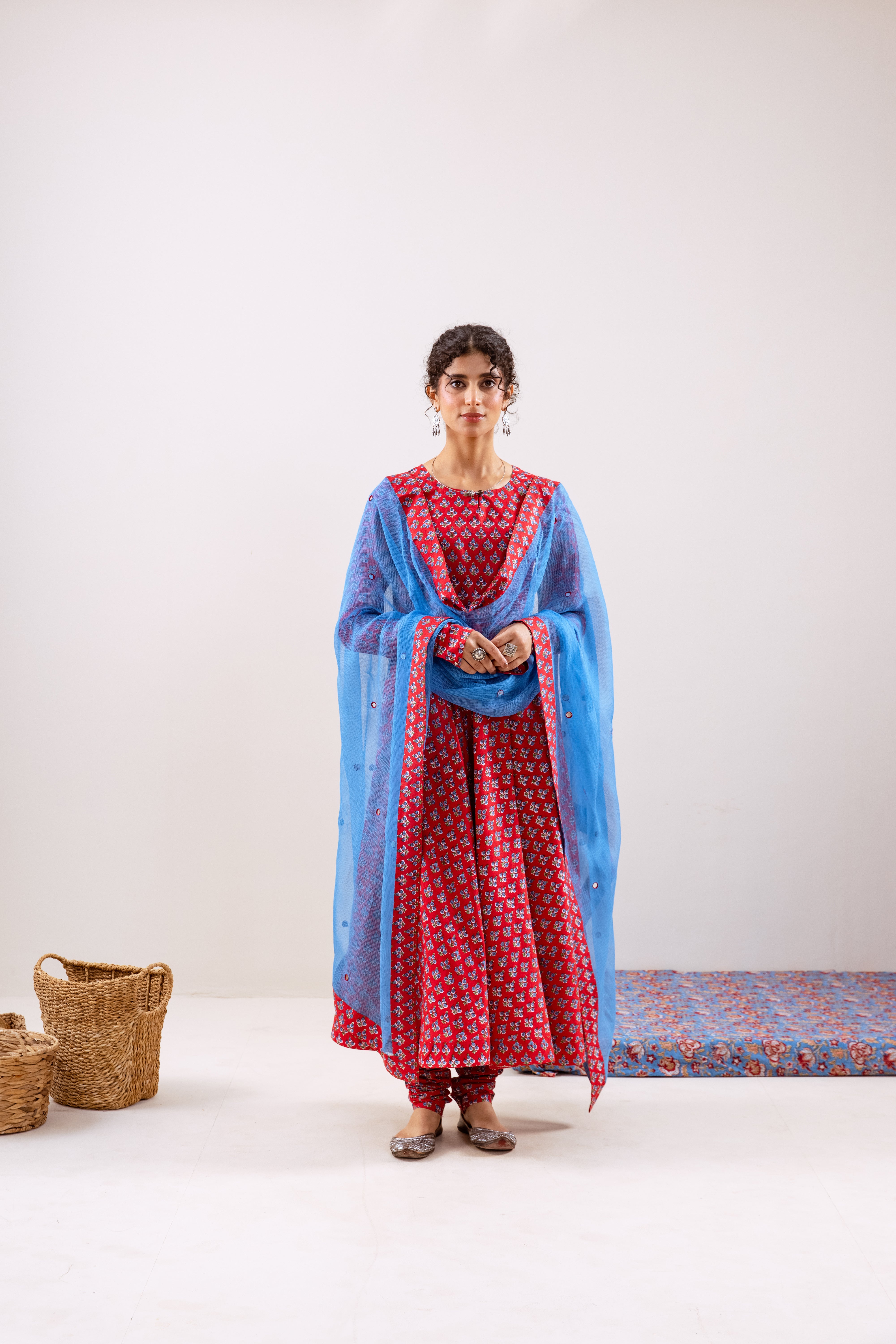 Bahara Red blue Anarkali set