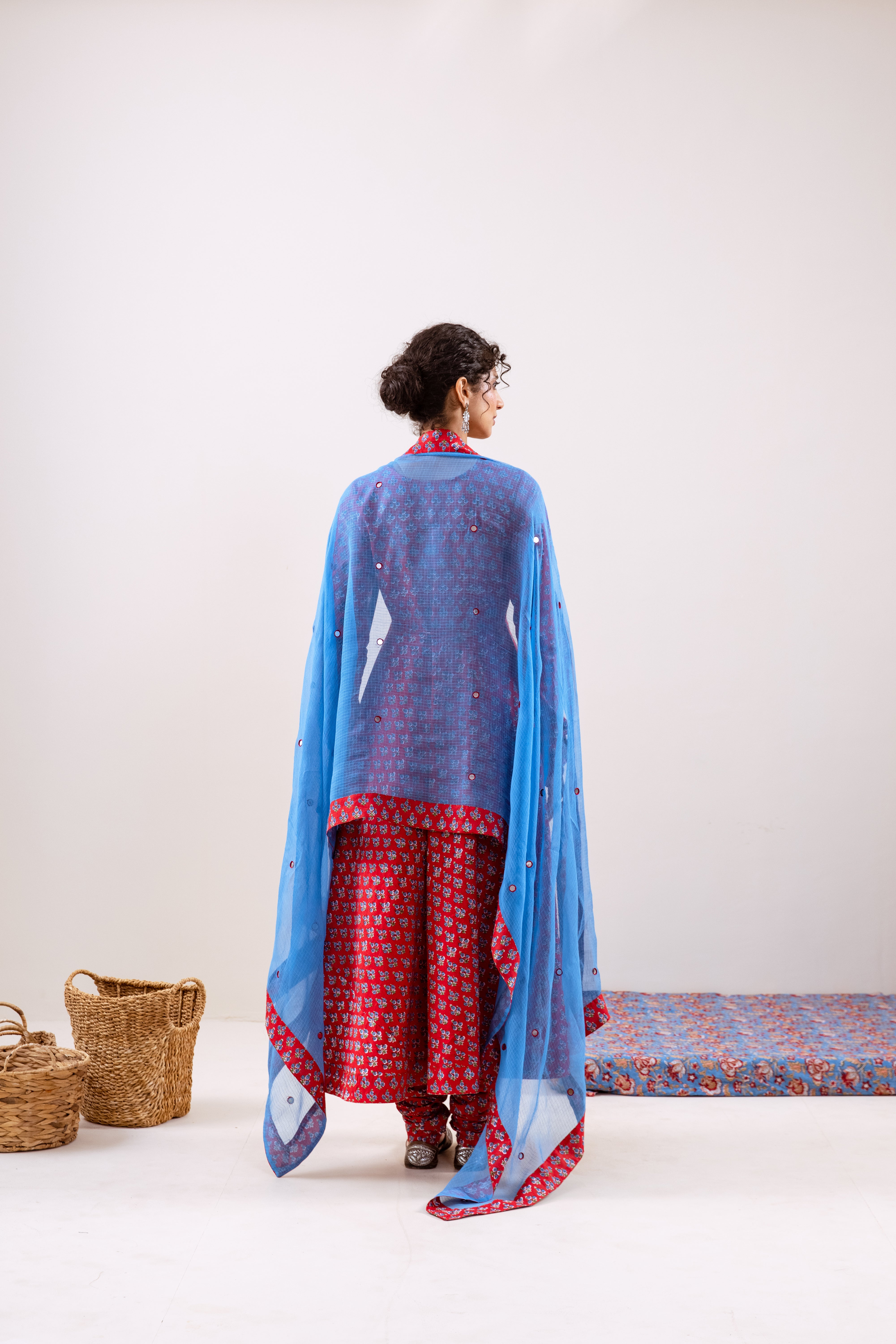 Bahara Red blue Anarkali set