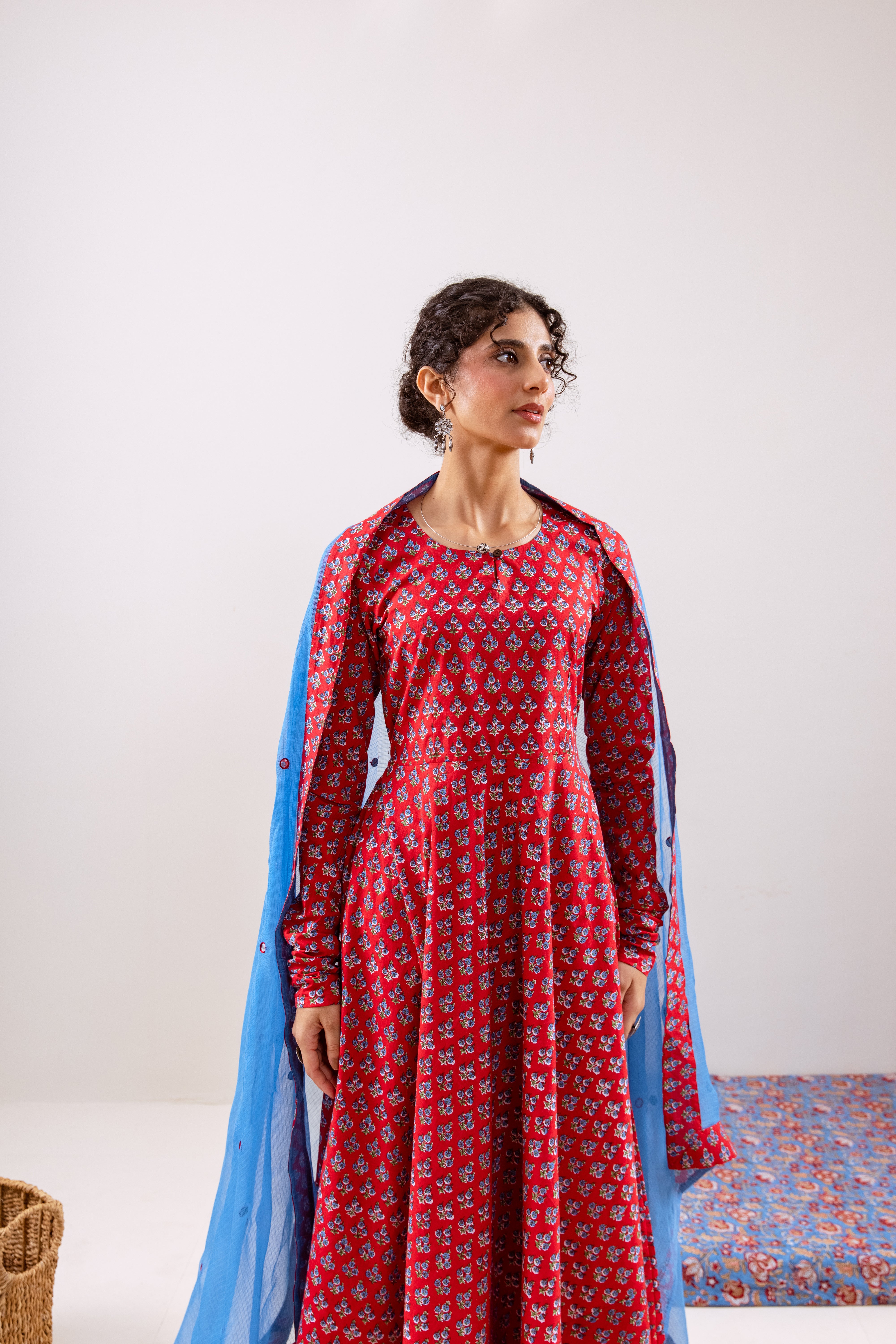 Bahara Red blue Anarkali set