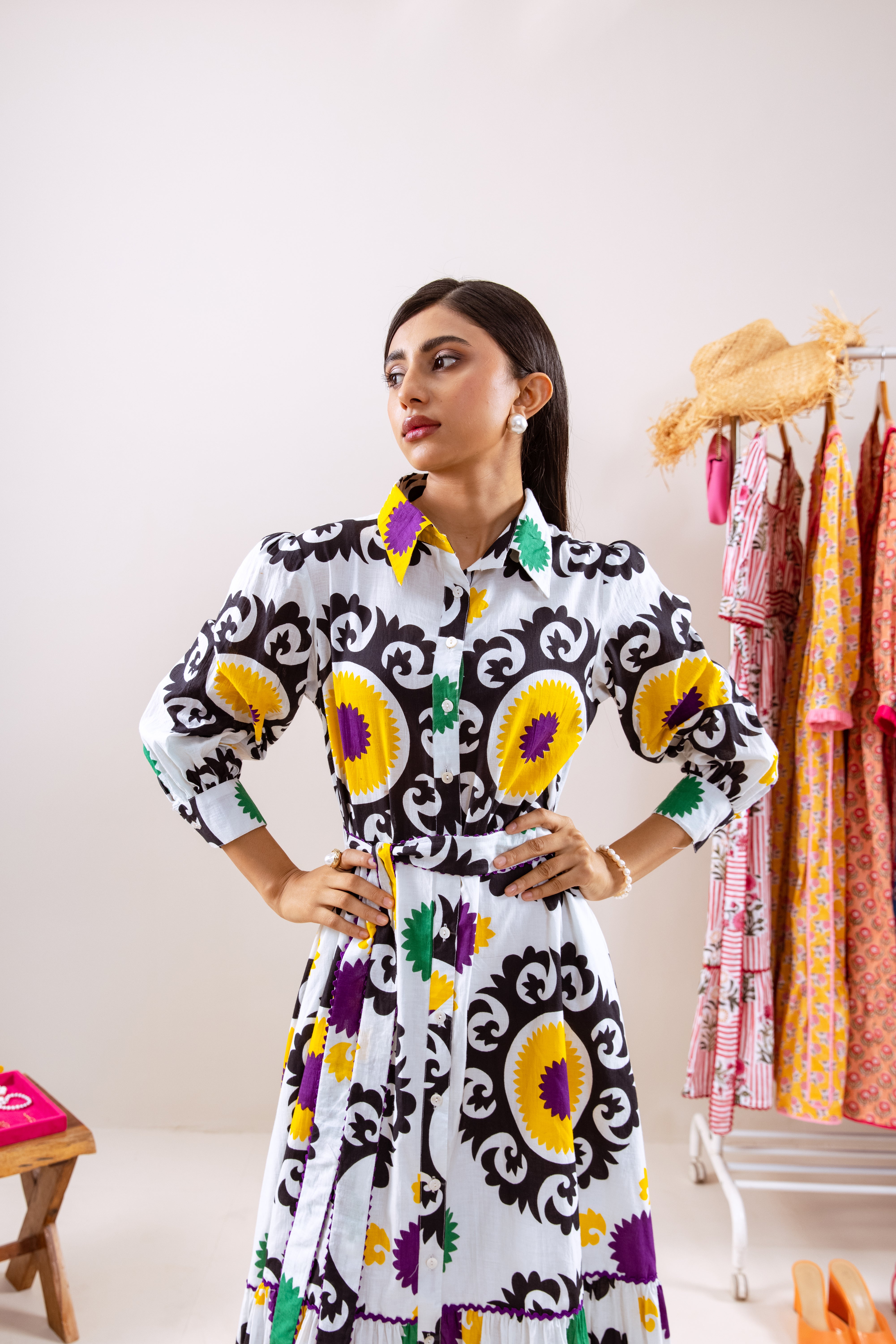 Multicoloured shirt dress