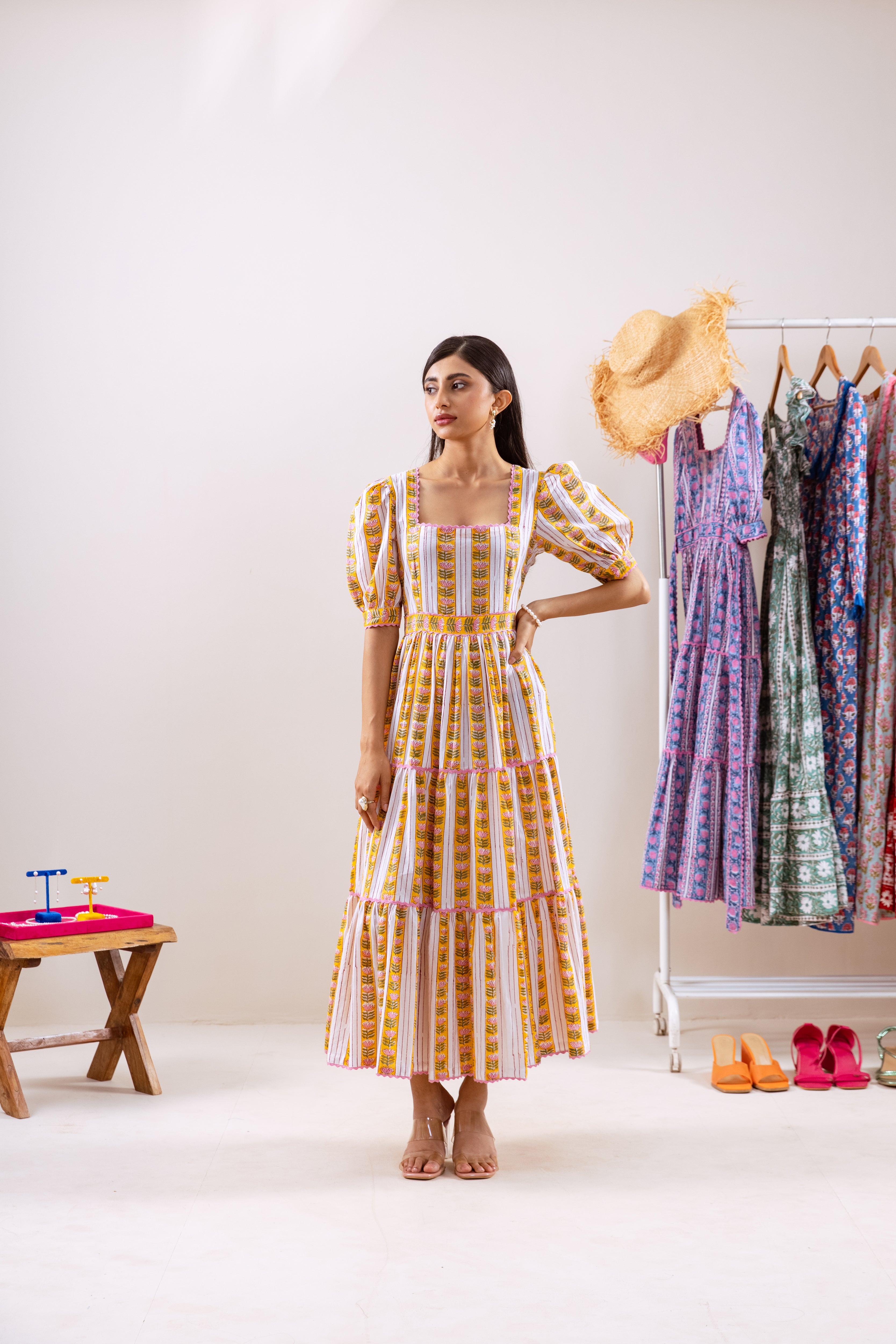 Yellow lotus parcha dress