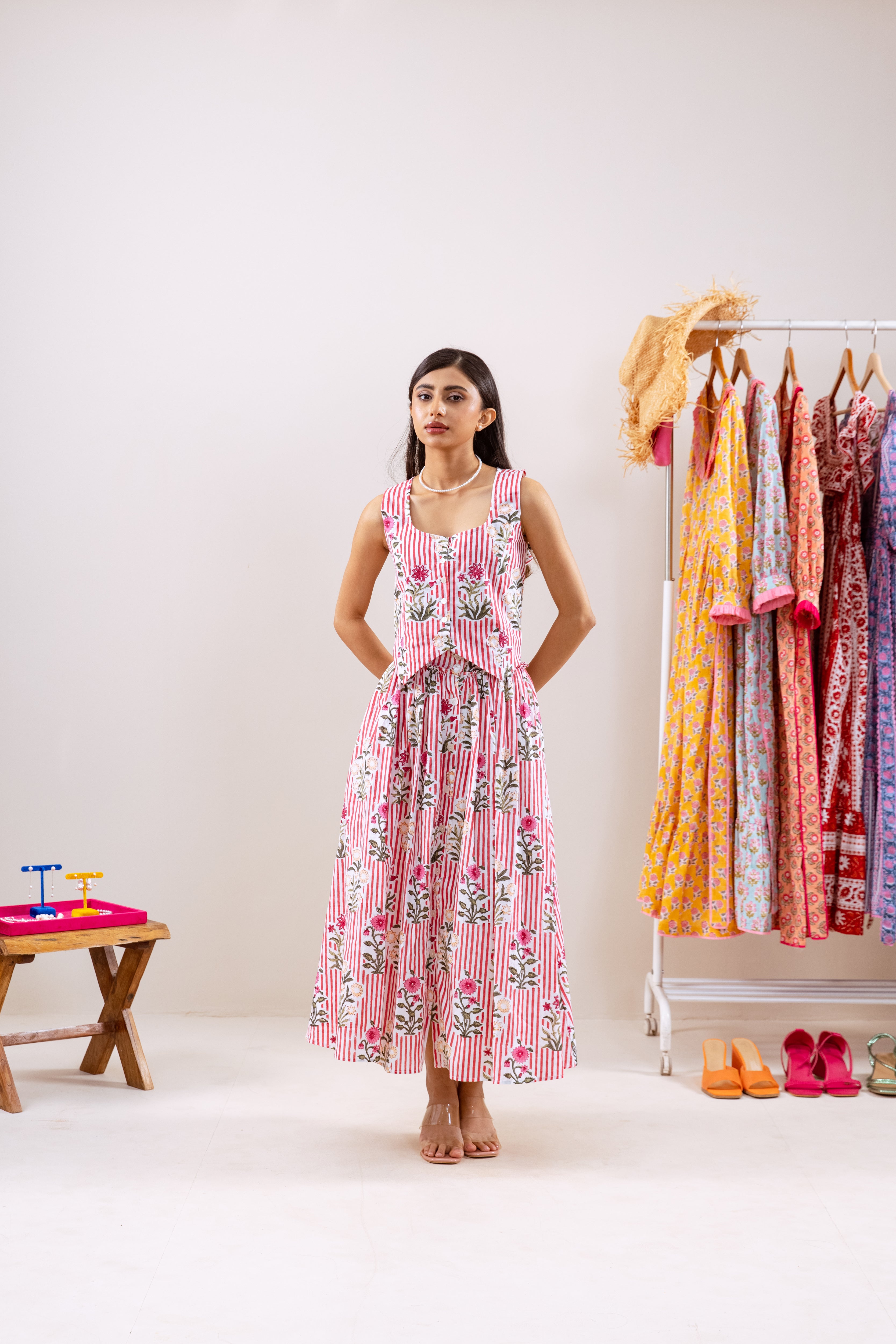 Red stripe & motif  Co-ord set