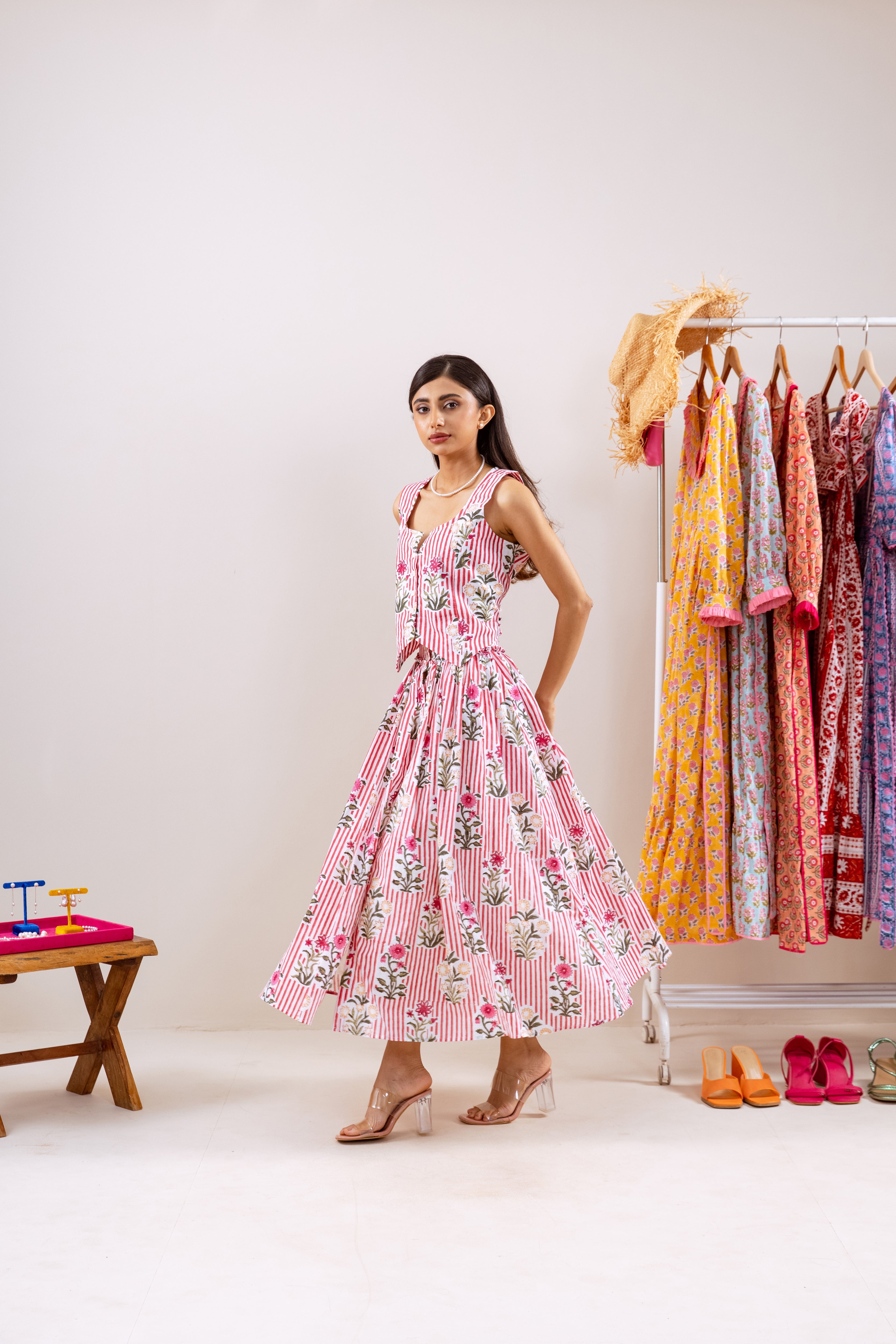 Red stripe & motif  Co-ord set