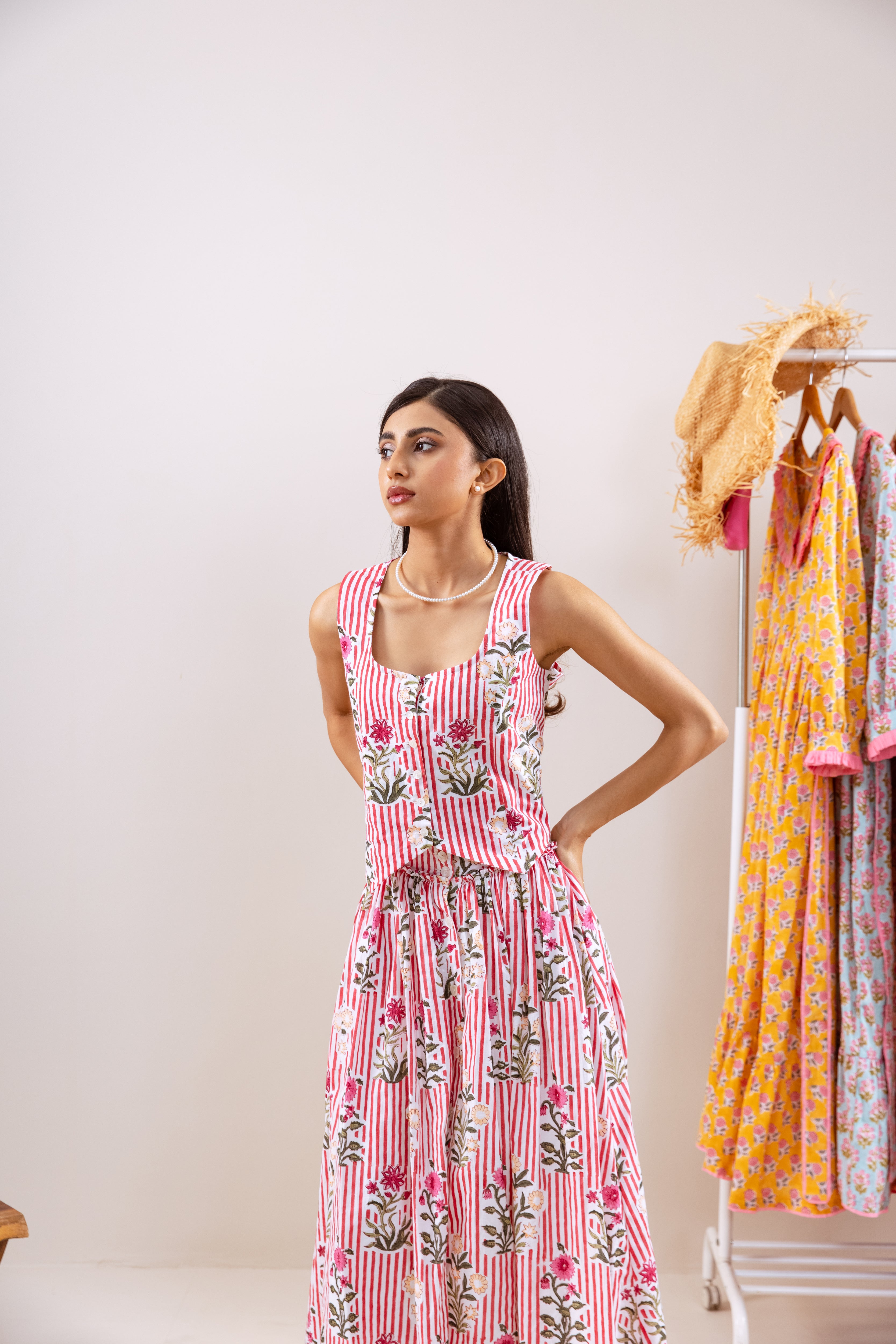 Red stripe & motif  Co-ord set