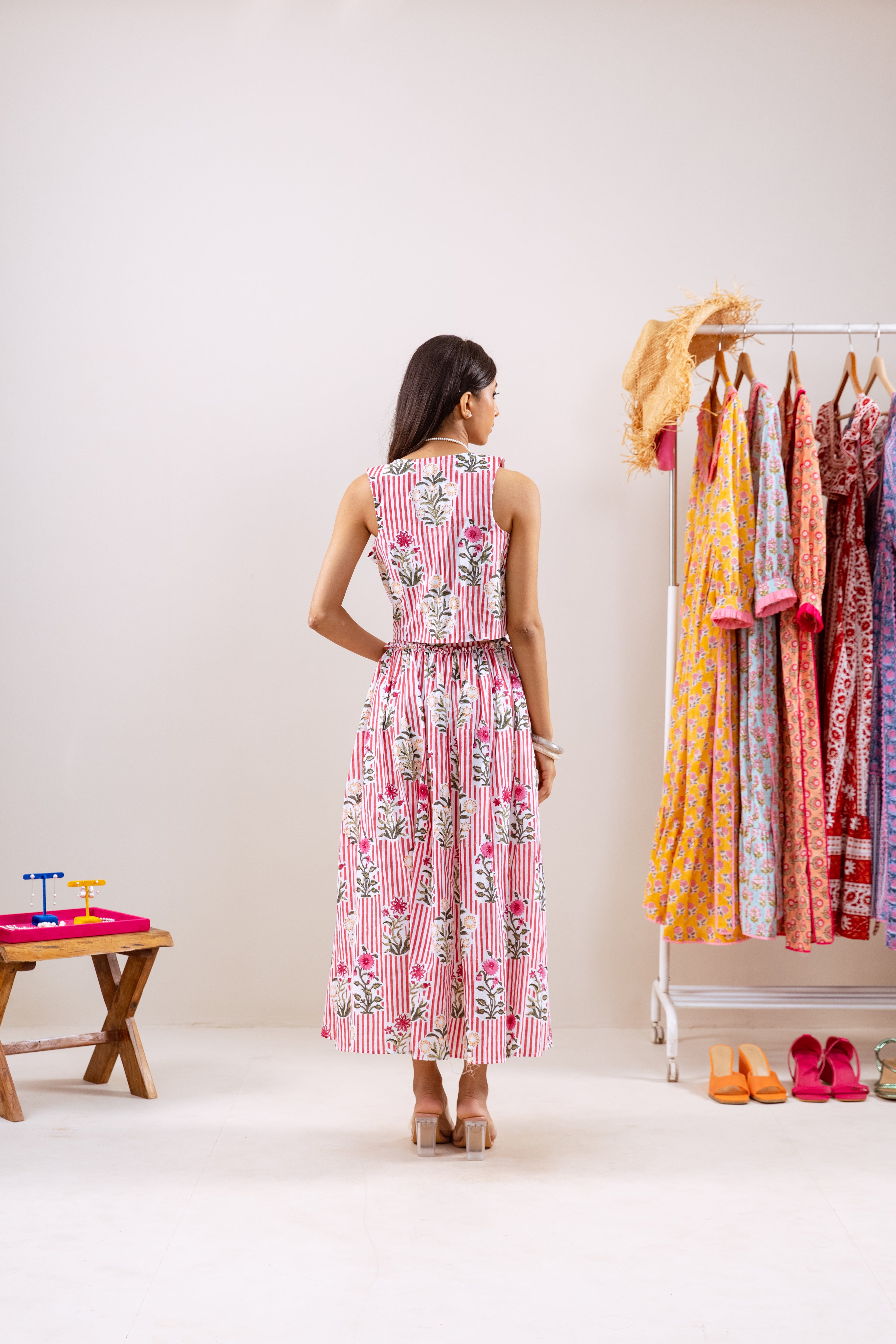 Red stripe & motif  Co-ord set