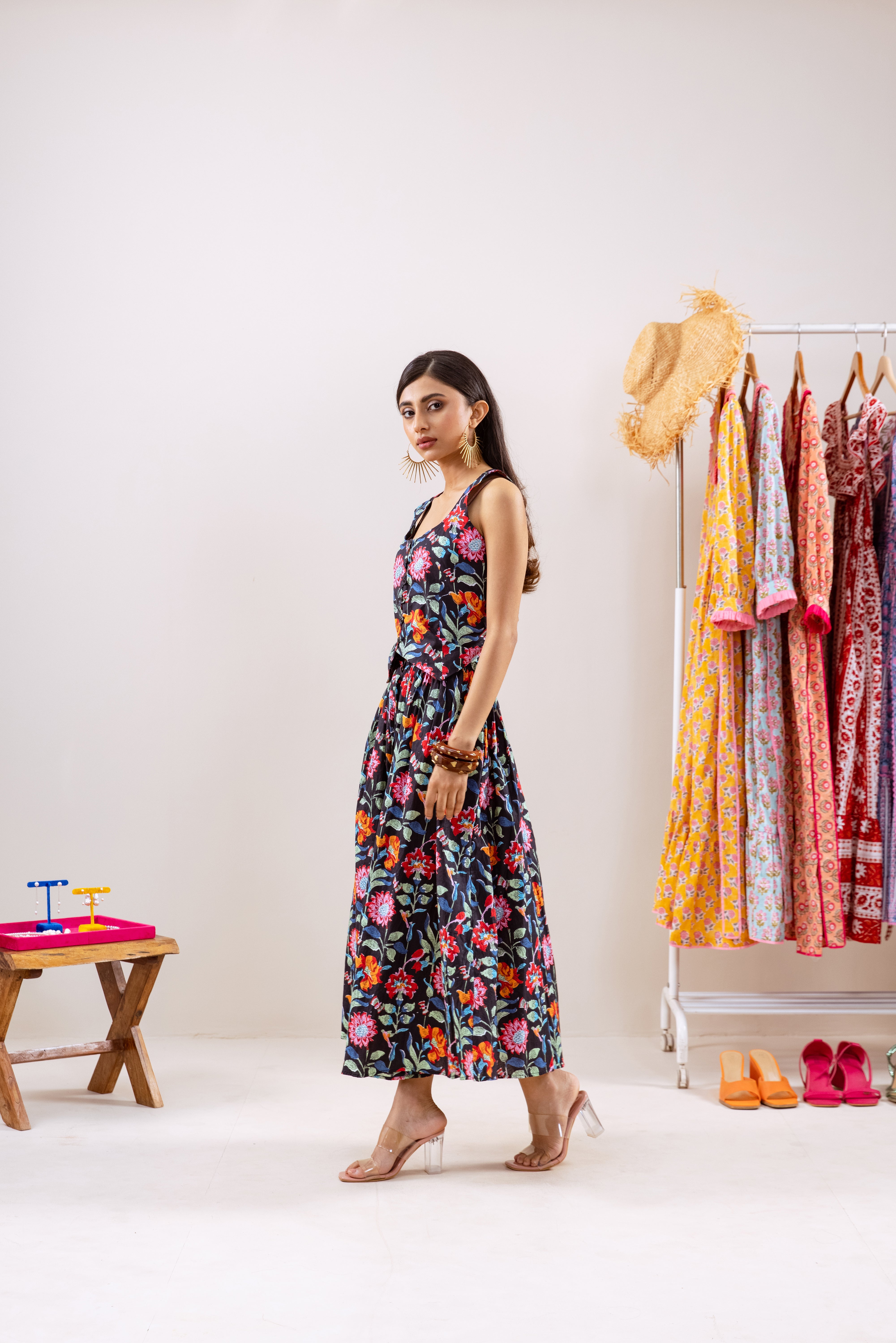 Black floral skirt  Co-ord set