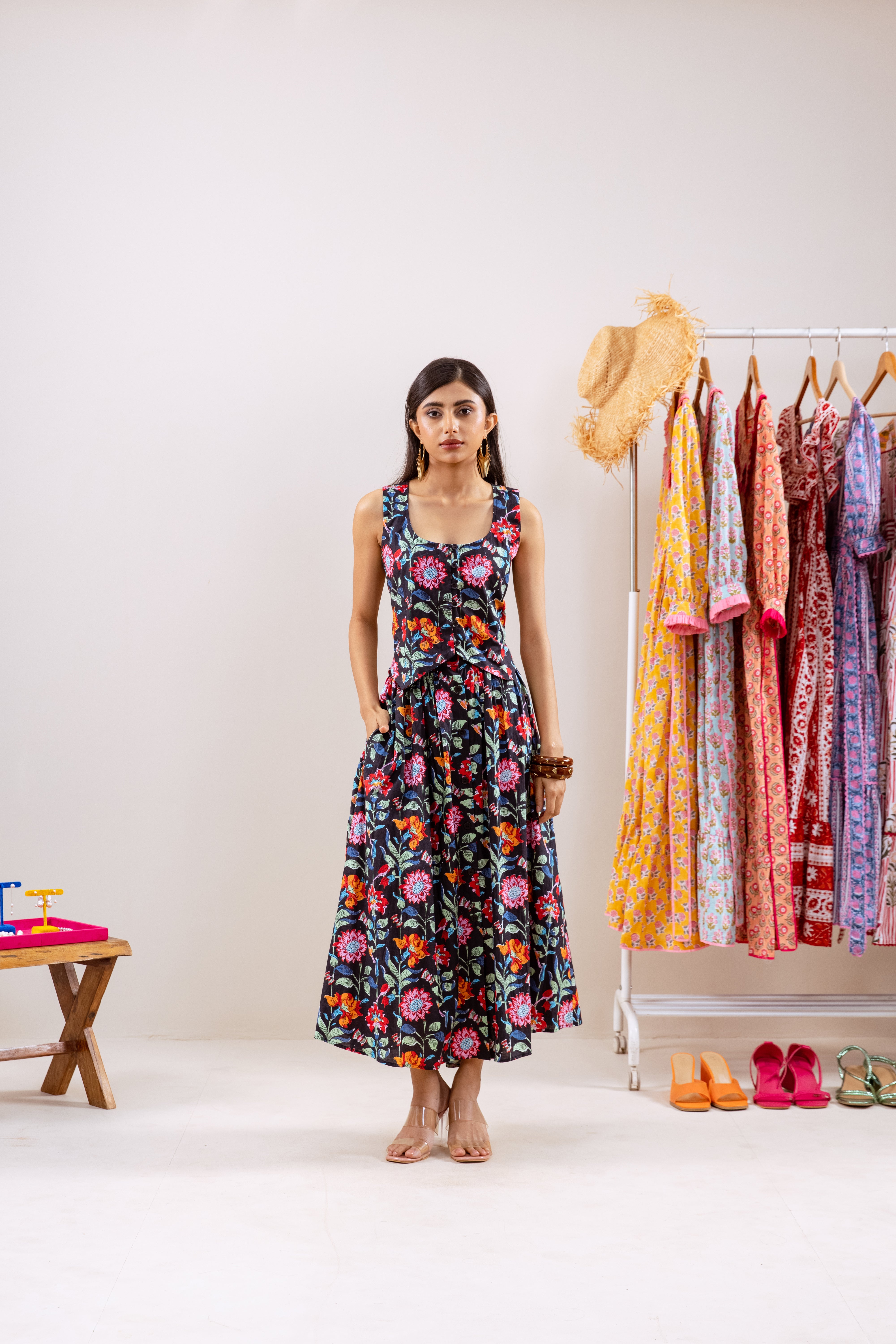 Black floral skirt  Co-ord set