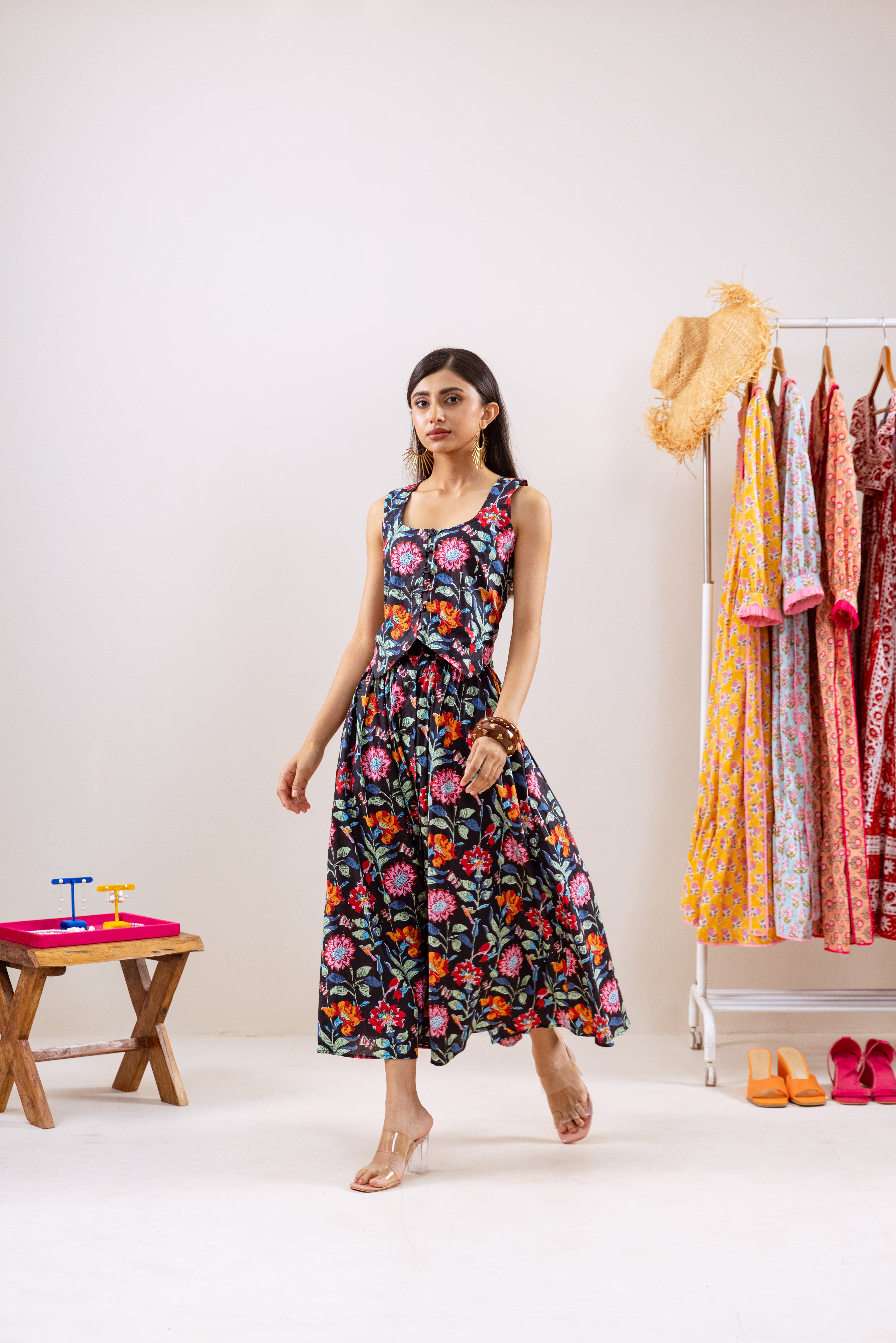 Black floral skirt  Co-ord set