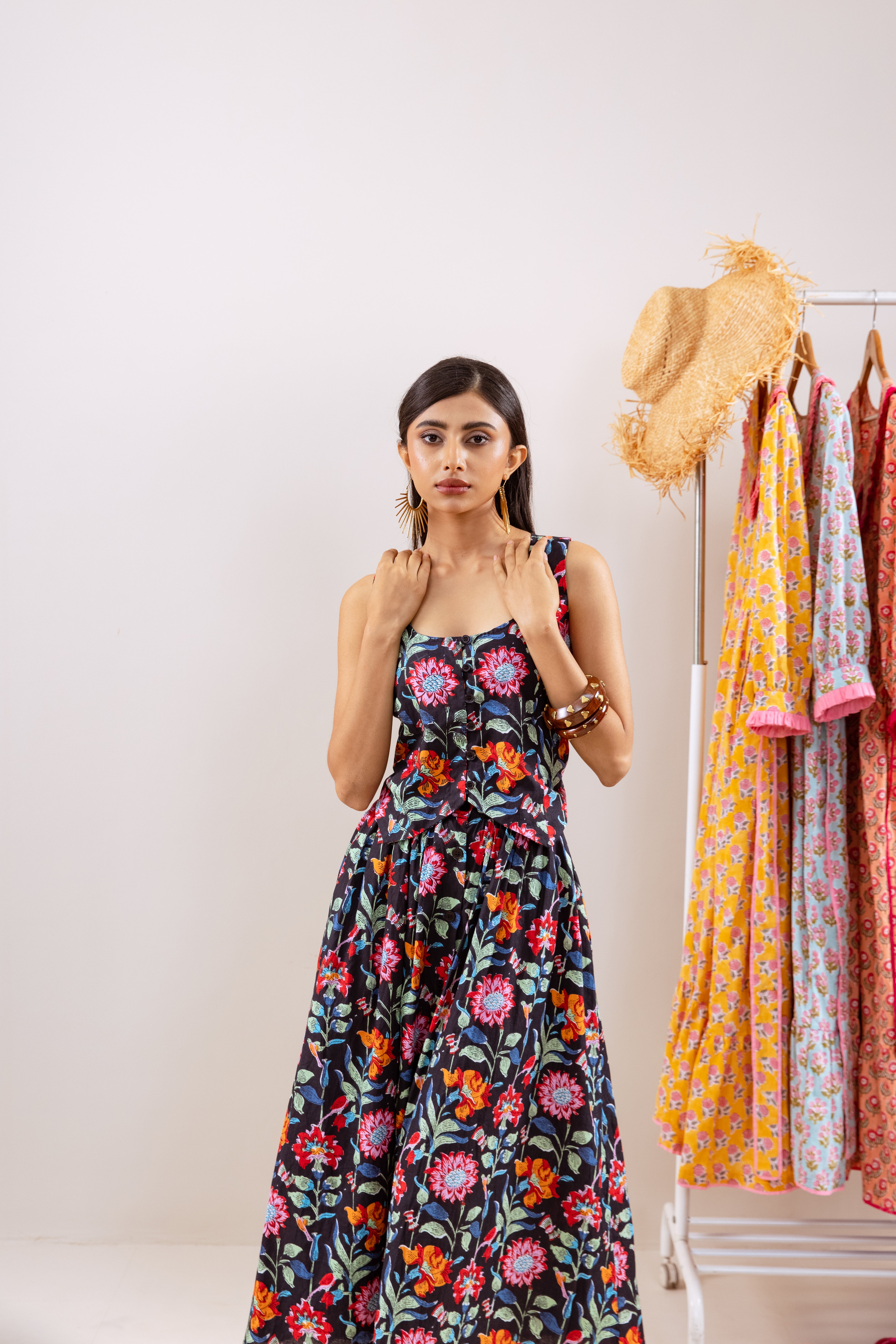 Black floral skirt  Co-ord set