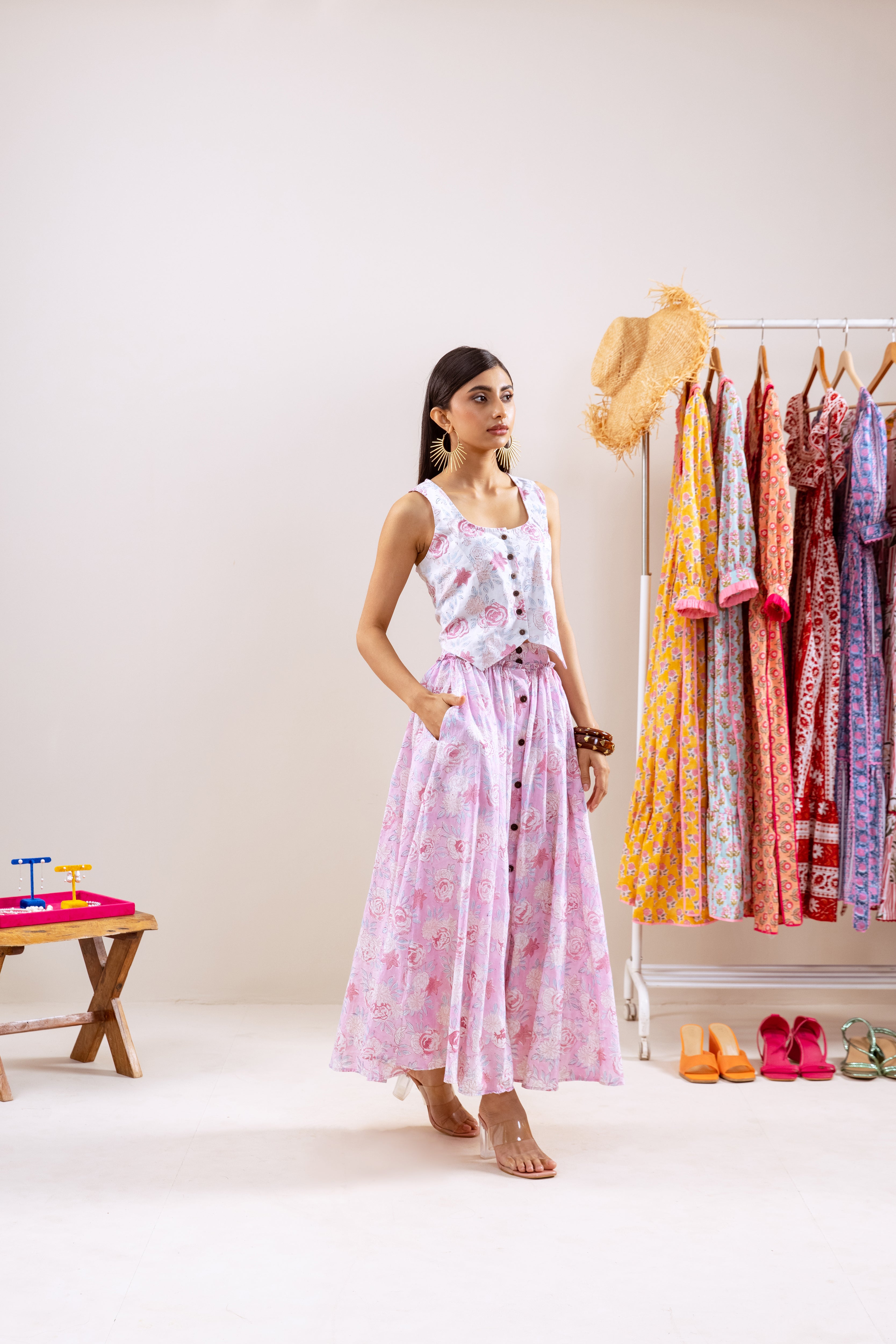 Pink floral skirt  Co-ord set