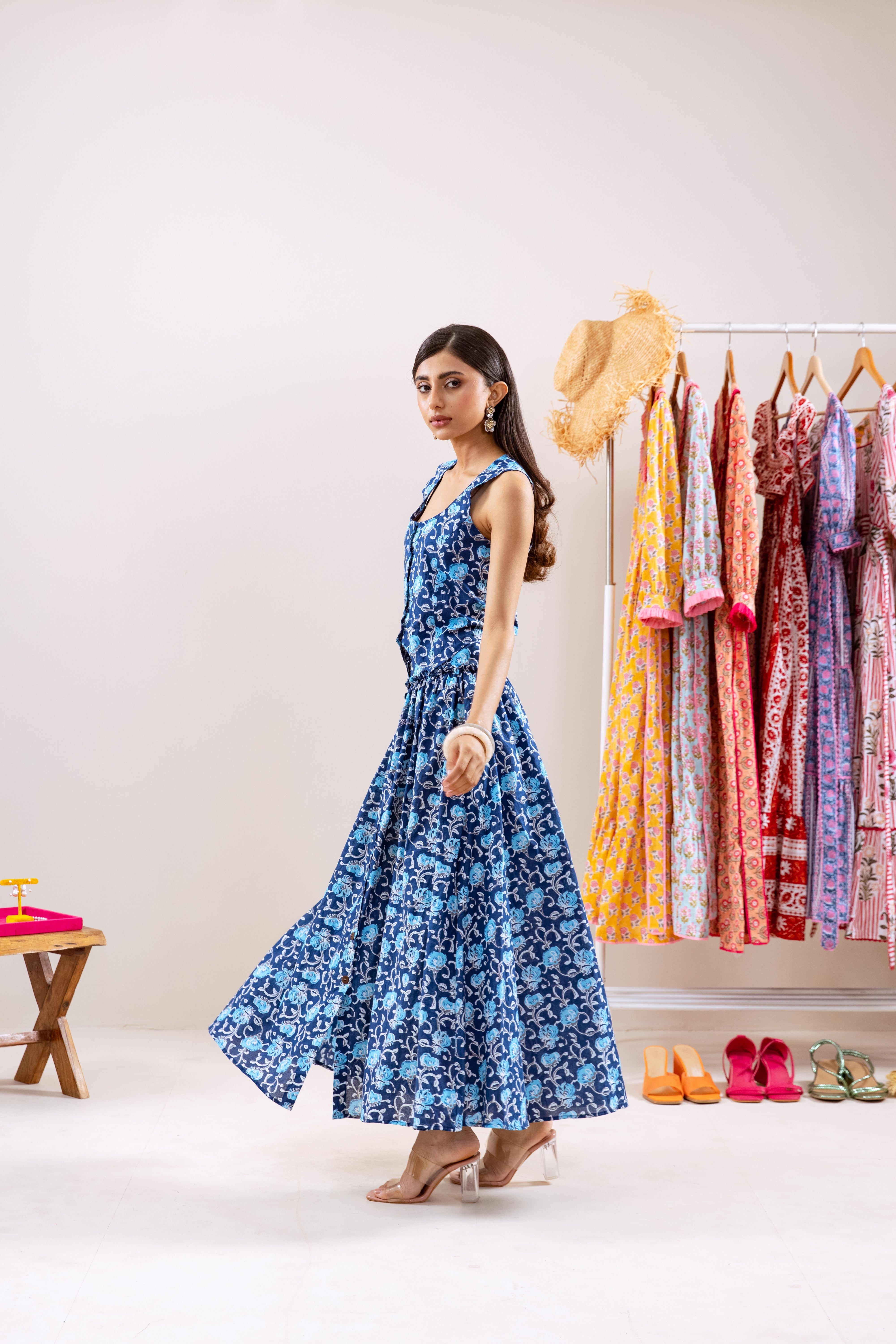 Indigo floral skirt  Co-ord set