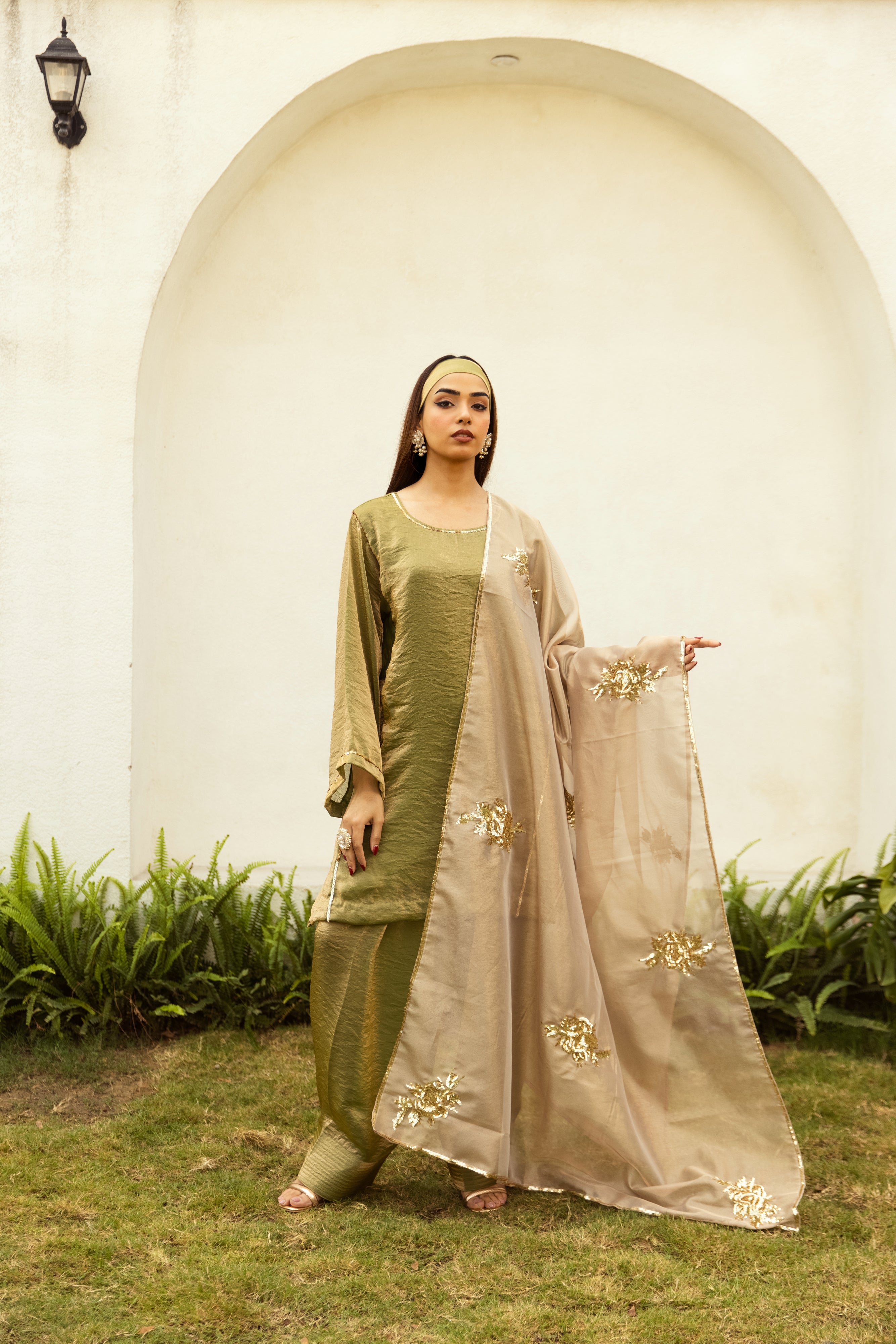 Noor Farshi Salwar Green Set - Golden