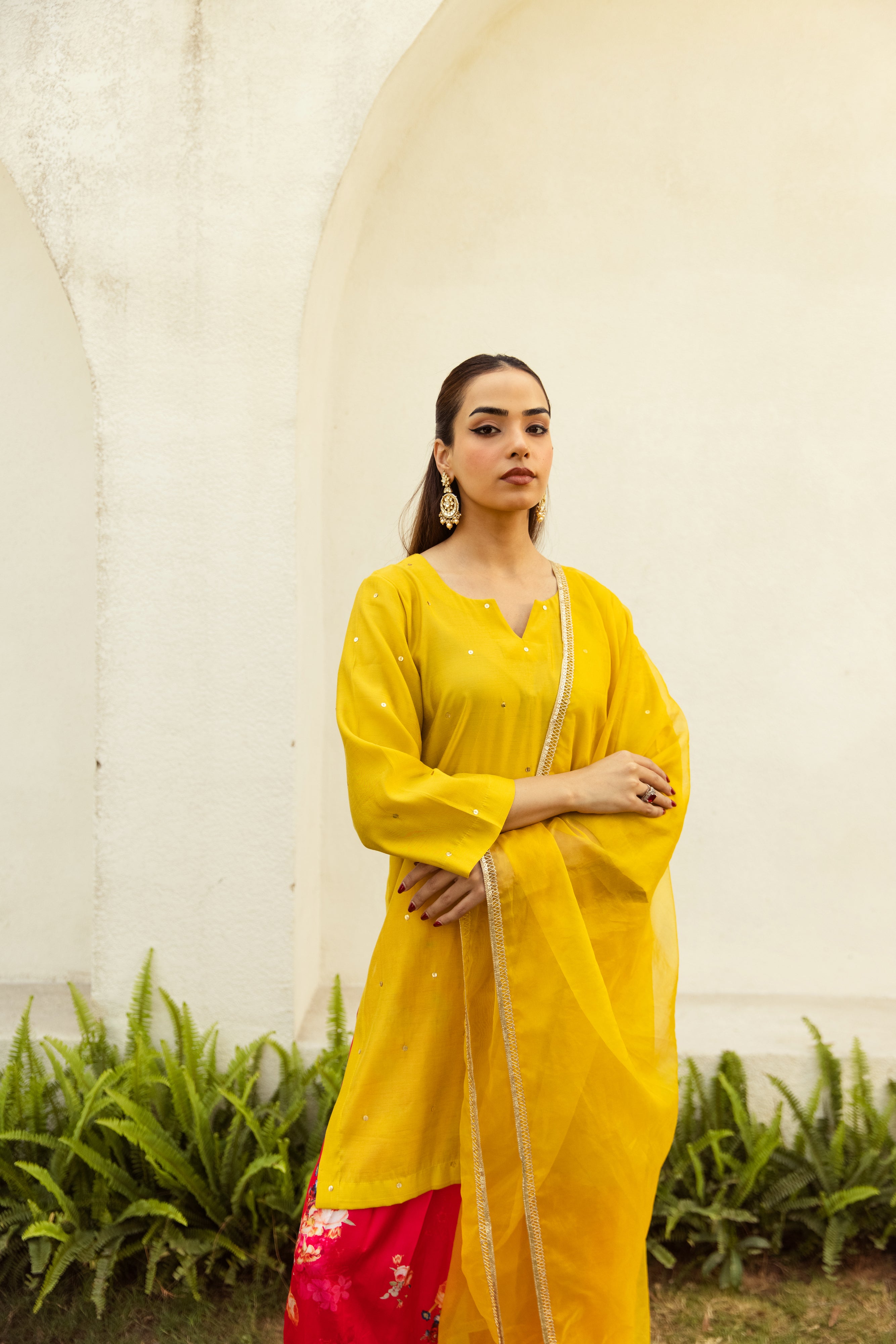 Noor Farshi Salwar Mustard set