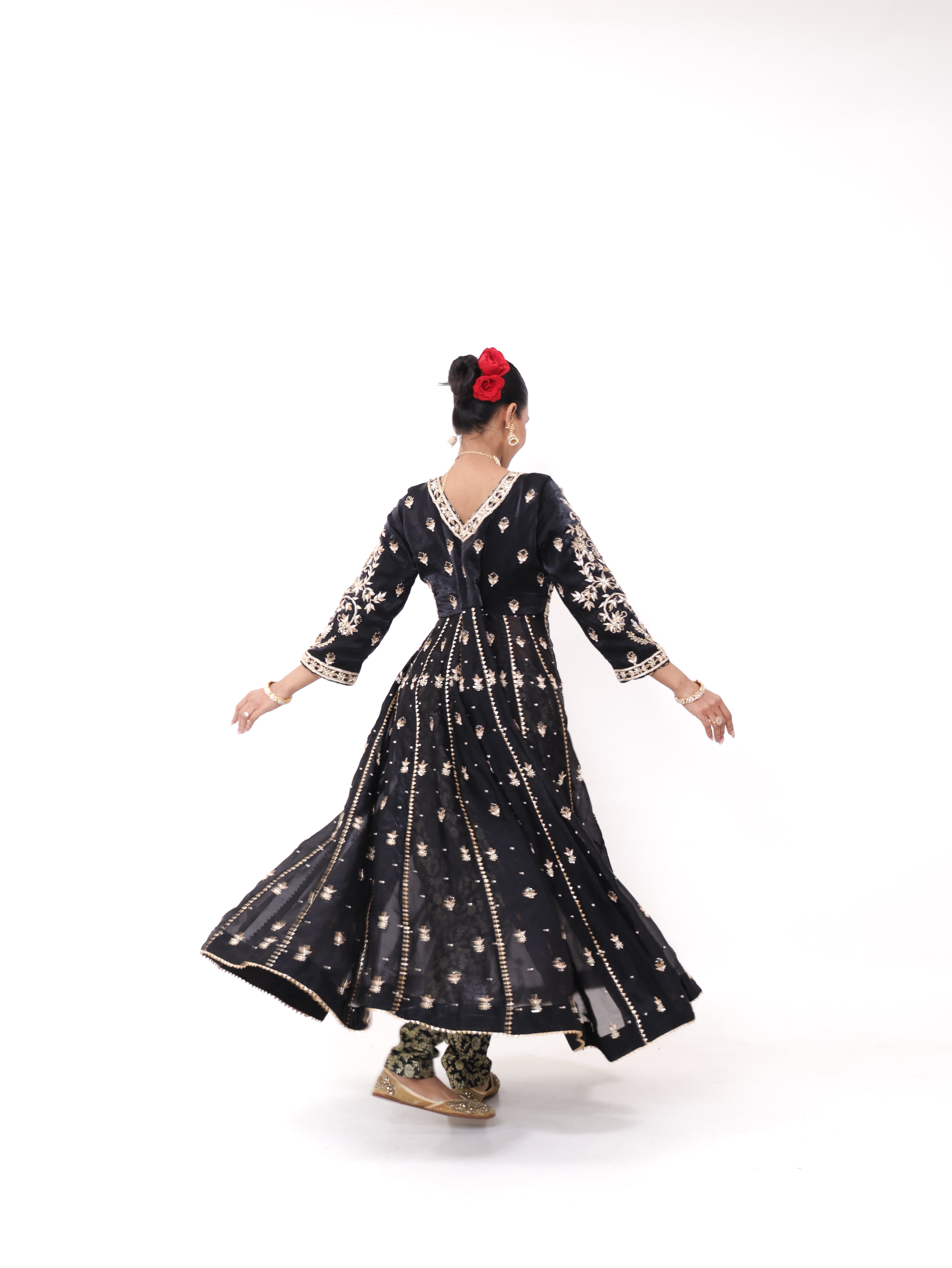 Falak Black Silk Tissue Anarkali