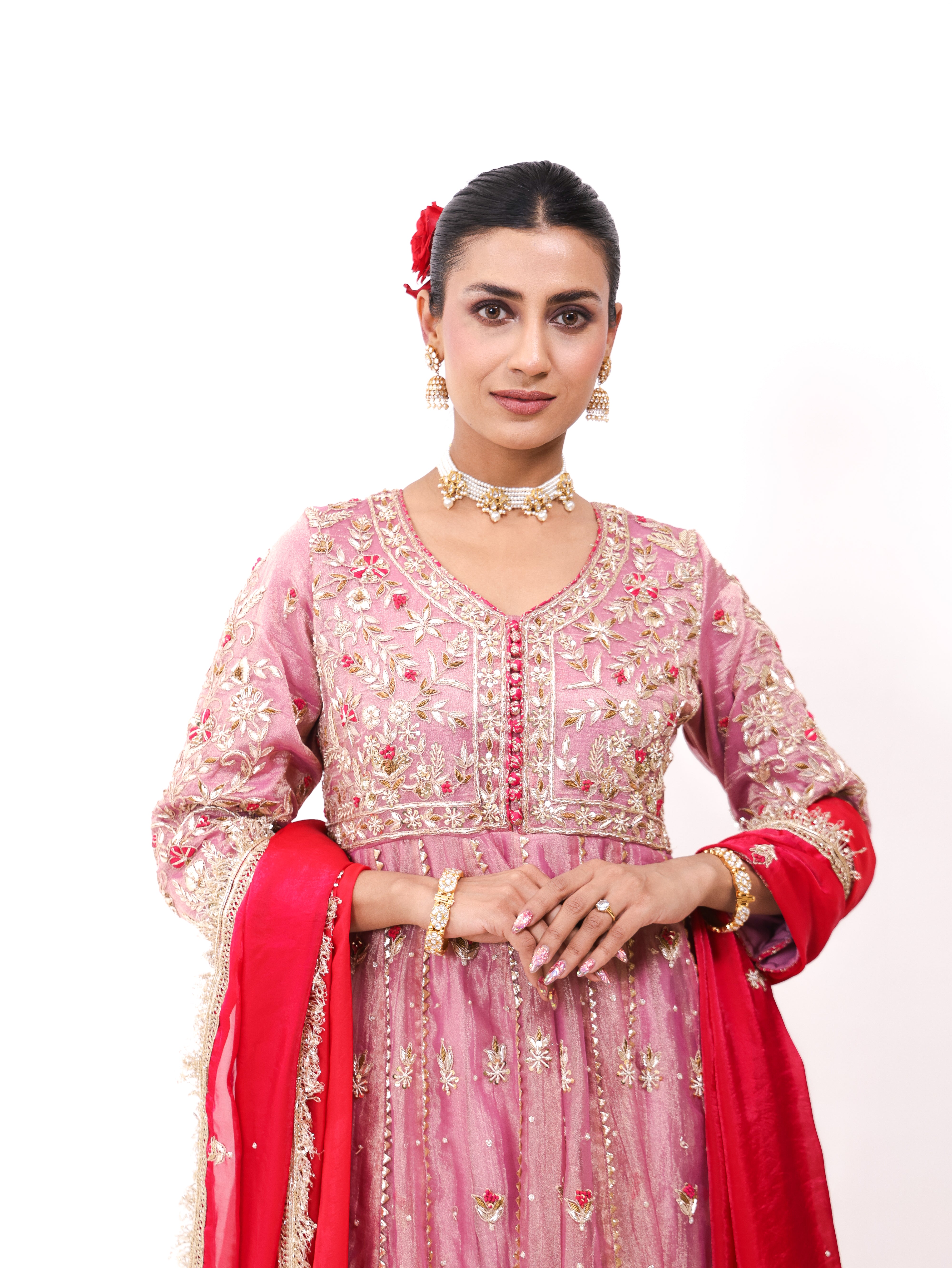 Falak Pink Tissue Anarkali