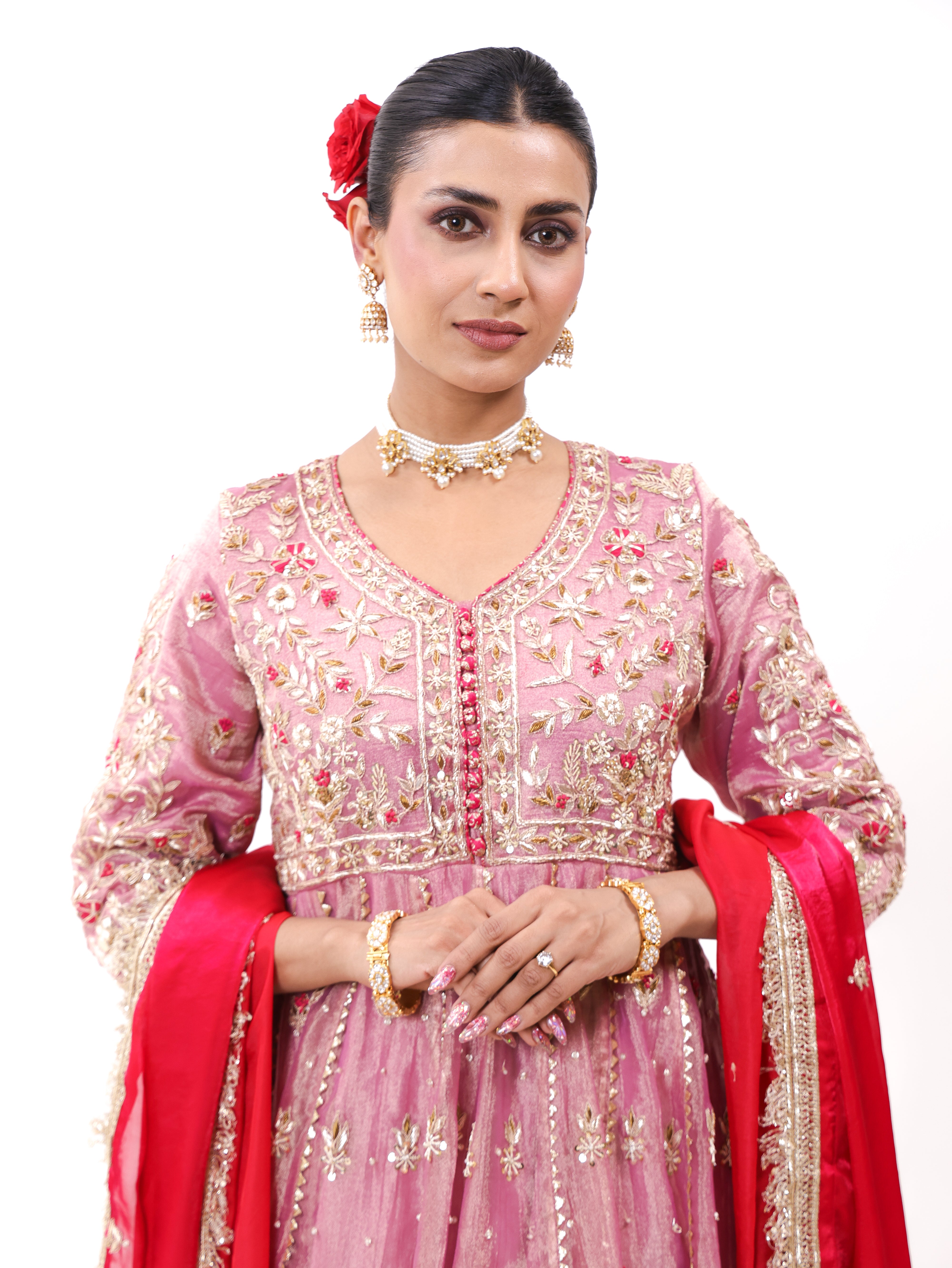 Falak Pink Tissue Anarkali