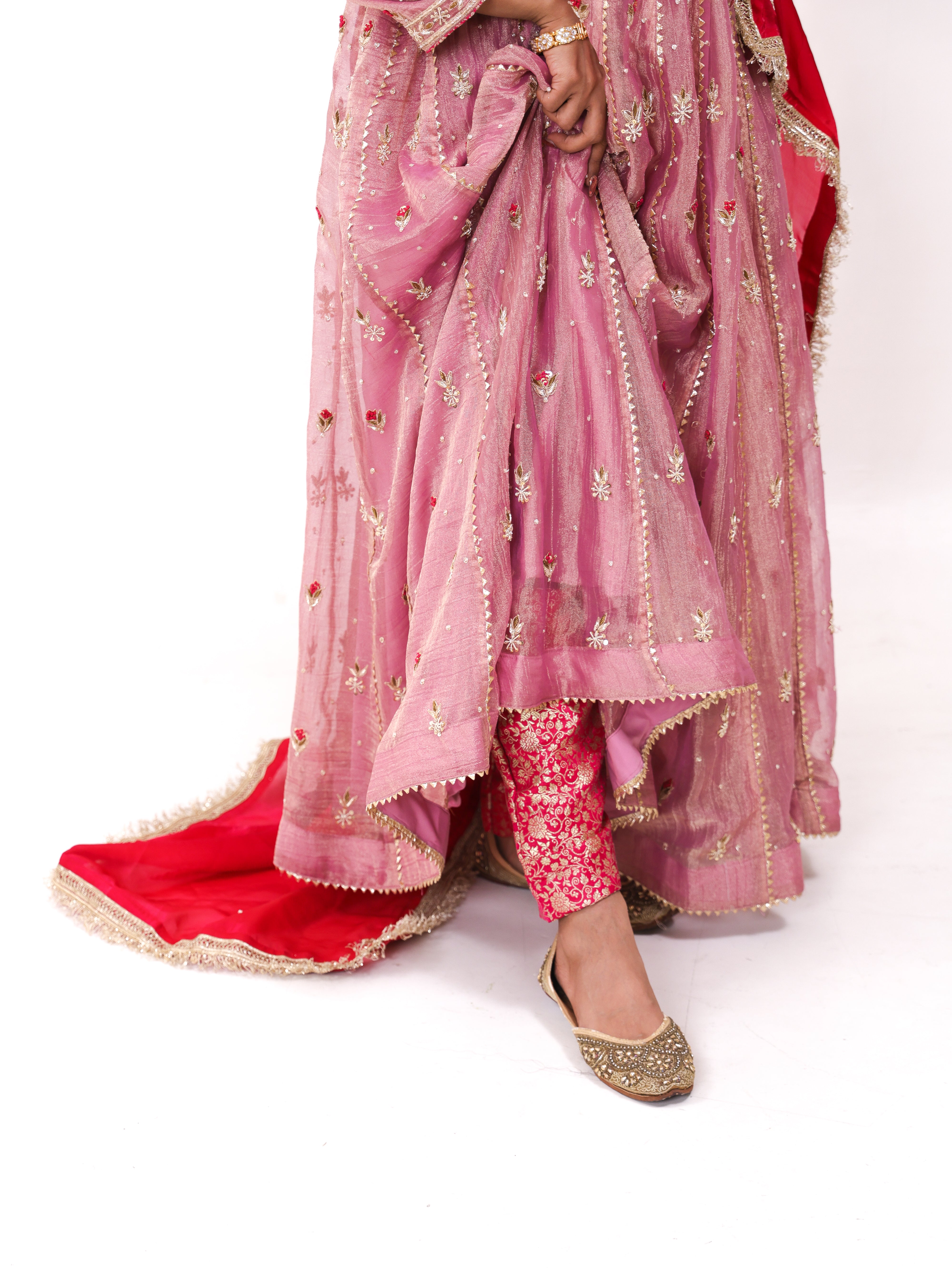 Falak Pink Tissue Anarkali