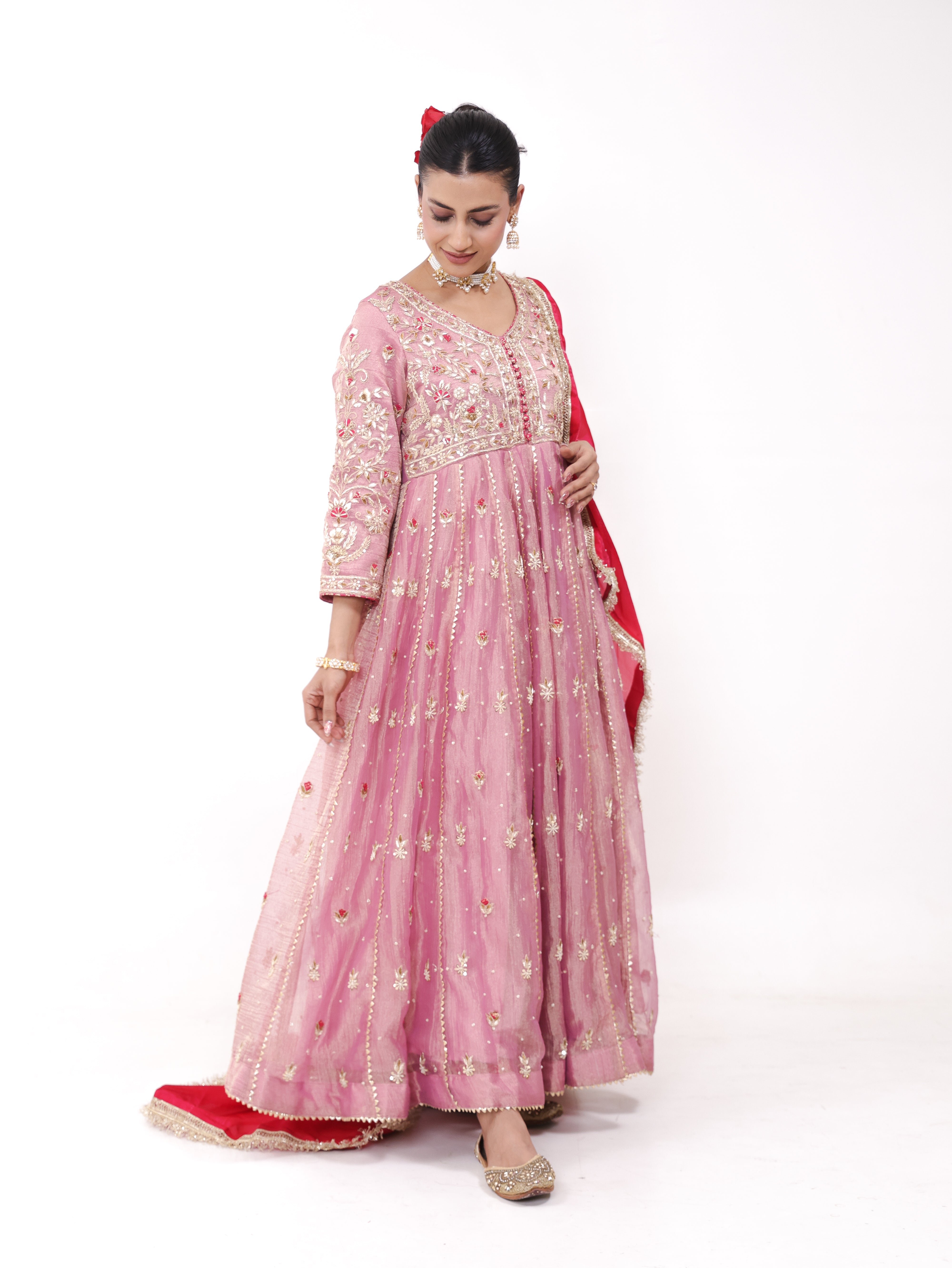 Falak Pink Tissue Anarkali