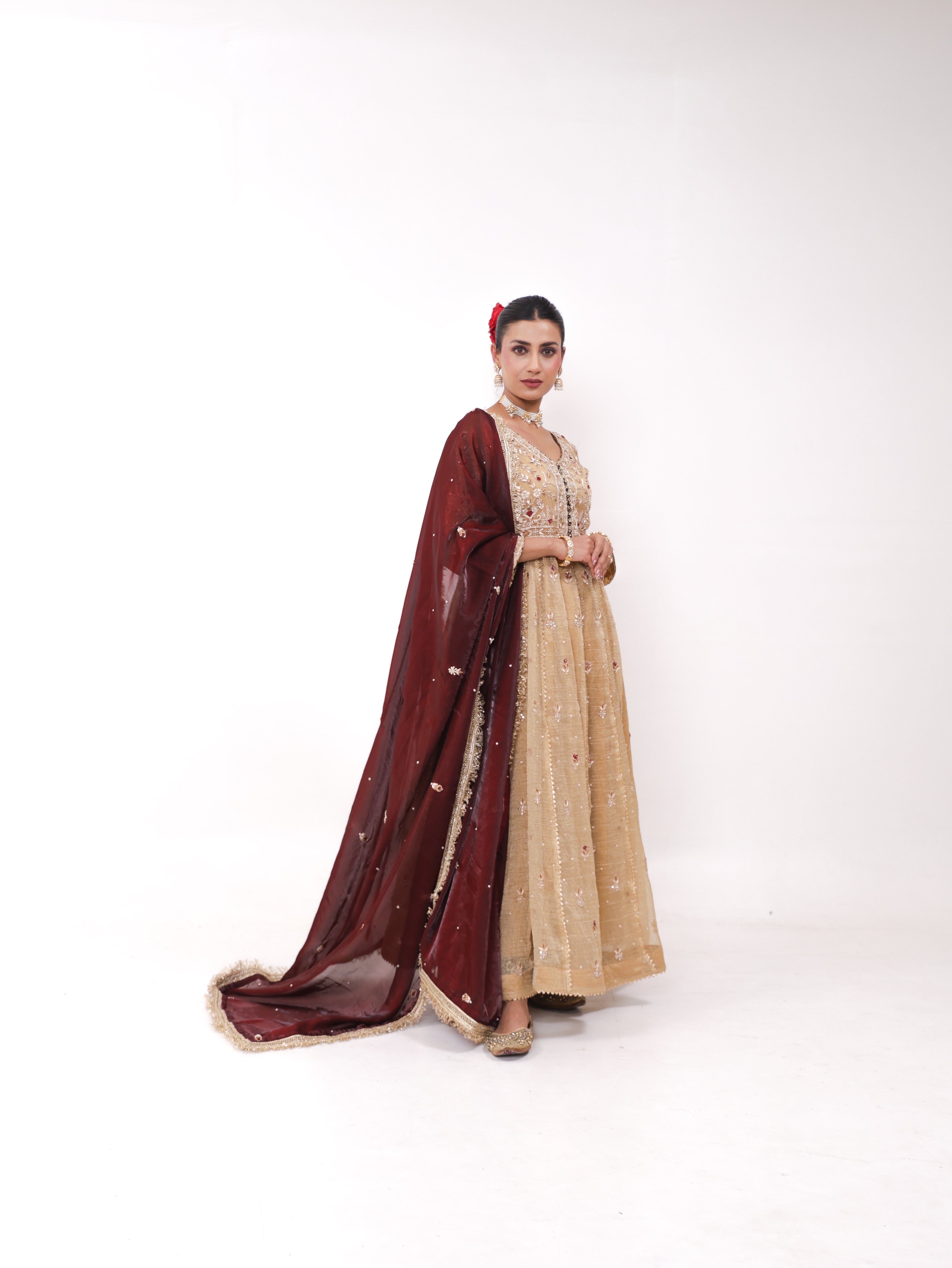 Falak Golden Tissue Anarkali